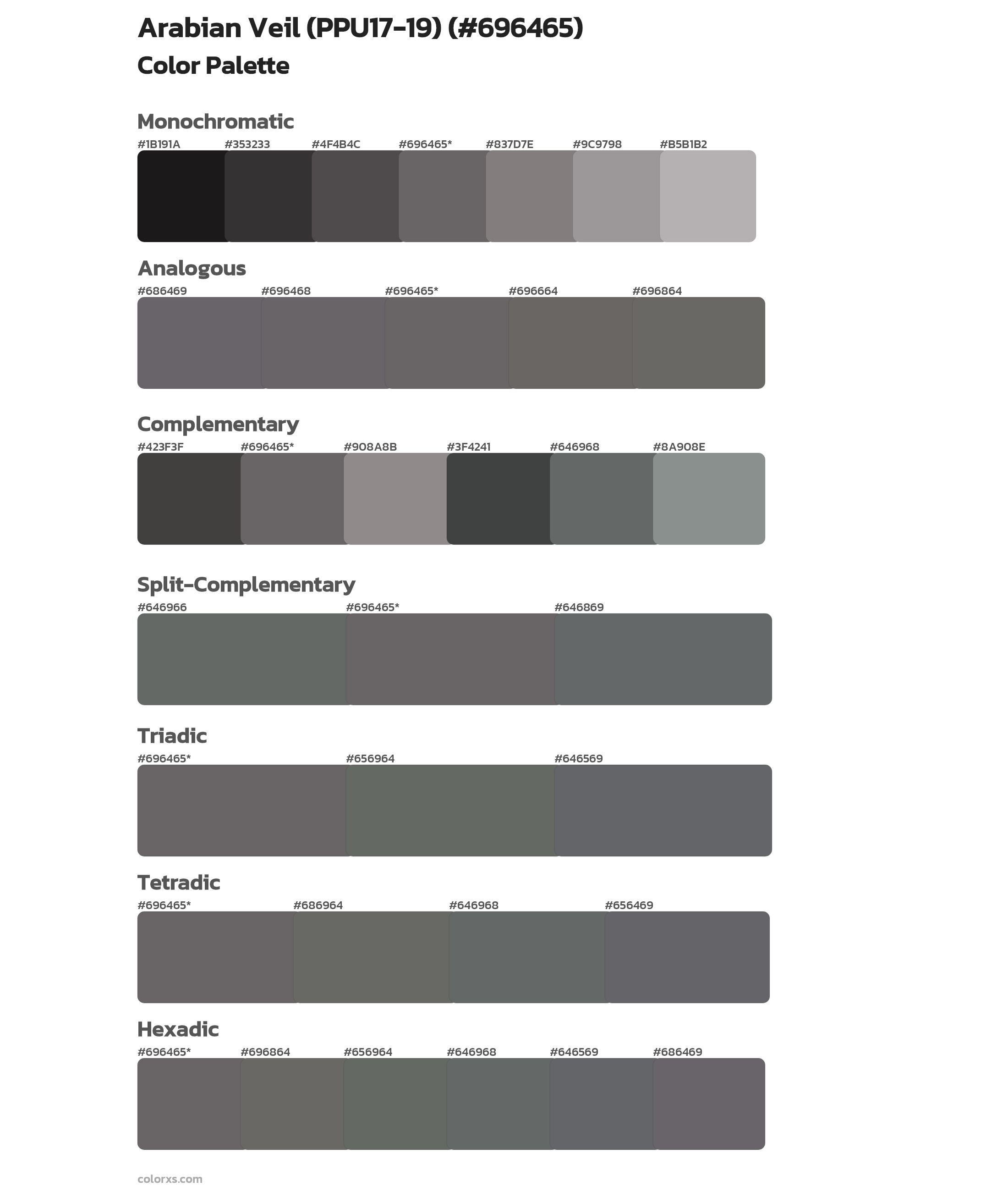 Arabian Veil (PPU17-19) Color Scheme Palettes