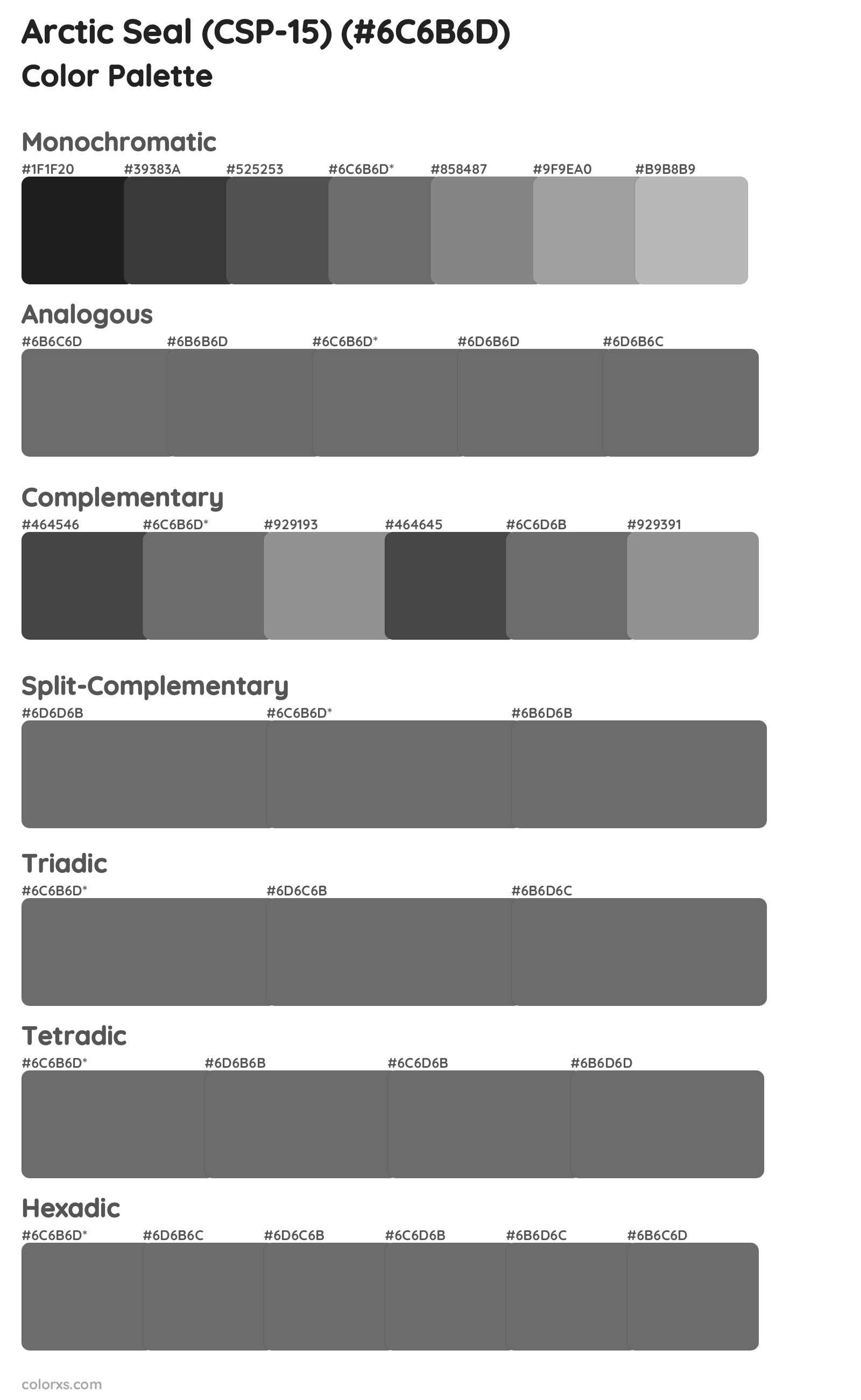 Arctic Seal (CSP-15) Color Scheme Palettes