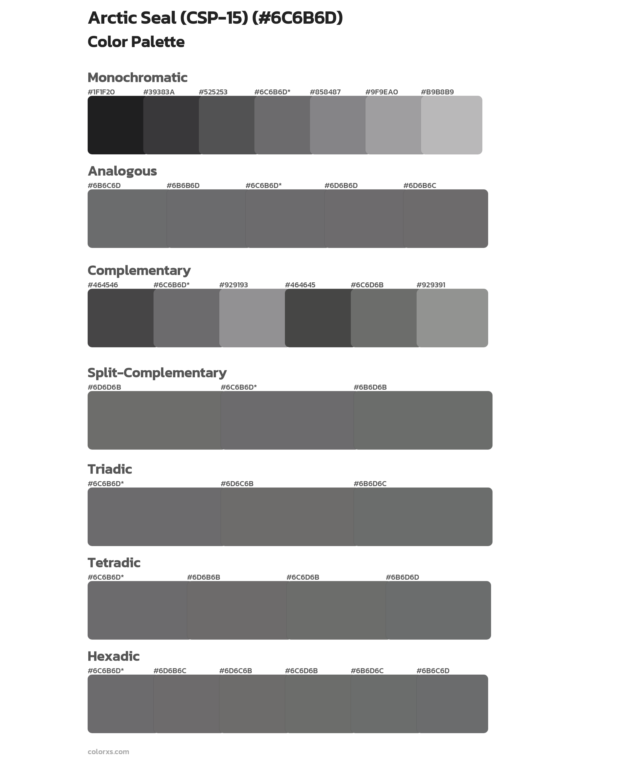 Arctic Seal (CSP-15) Color Scheme Palettes