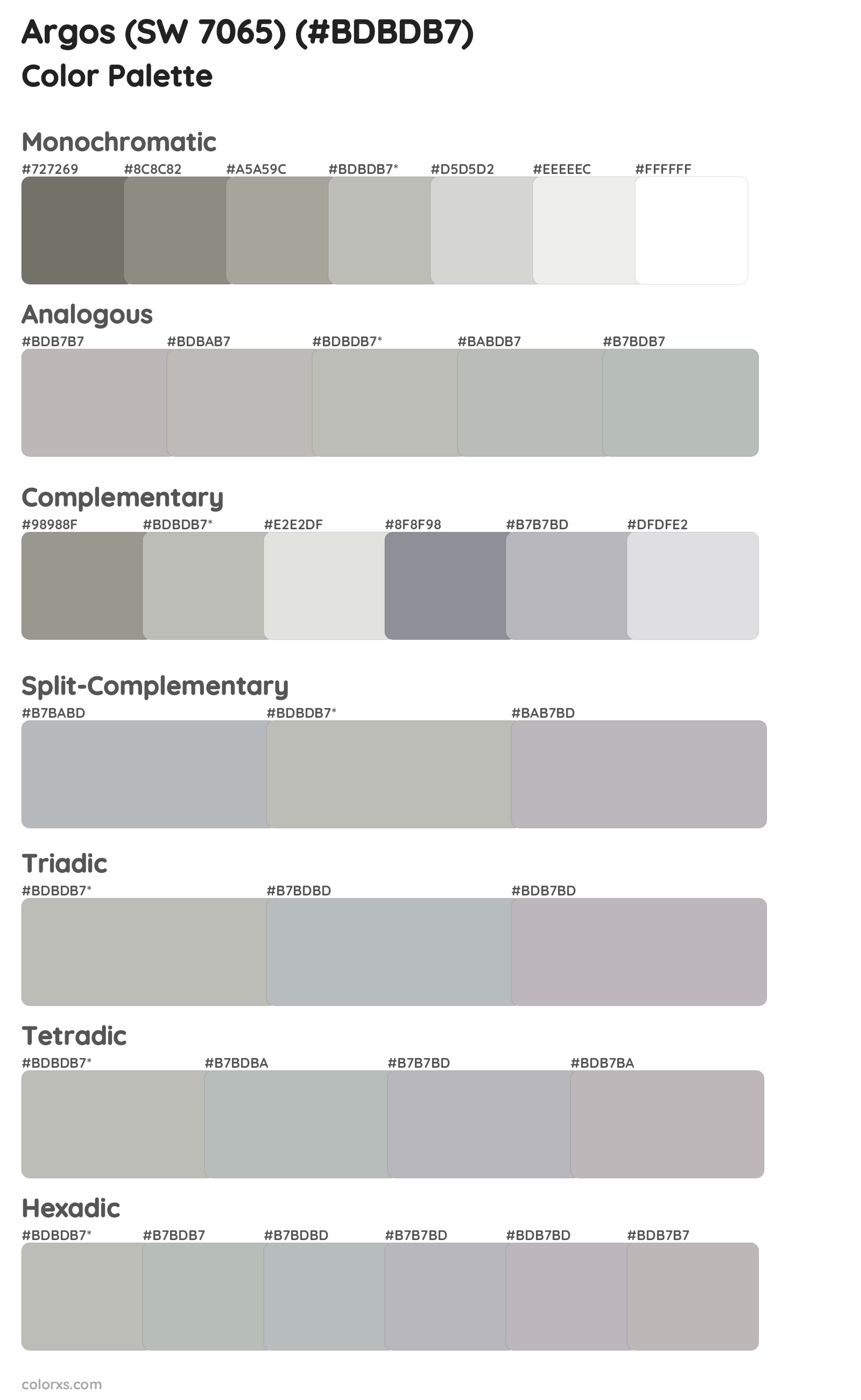 Argos (SW 7065) Color Scheme Palettes