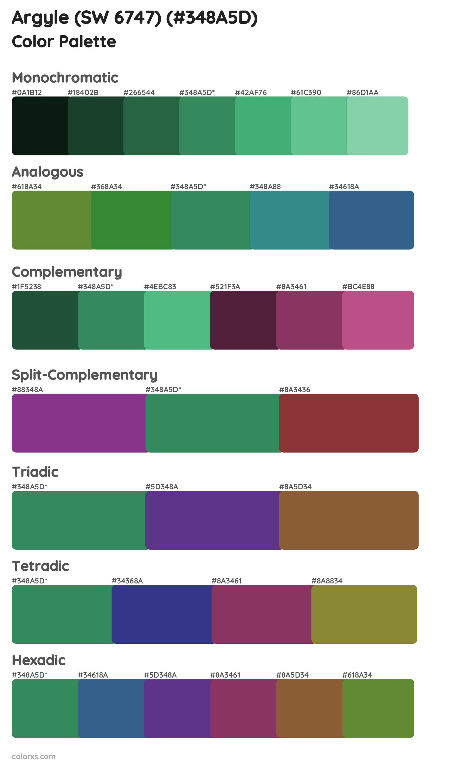 Argyle (SW 6747) Color Scheme Palettes