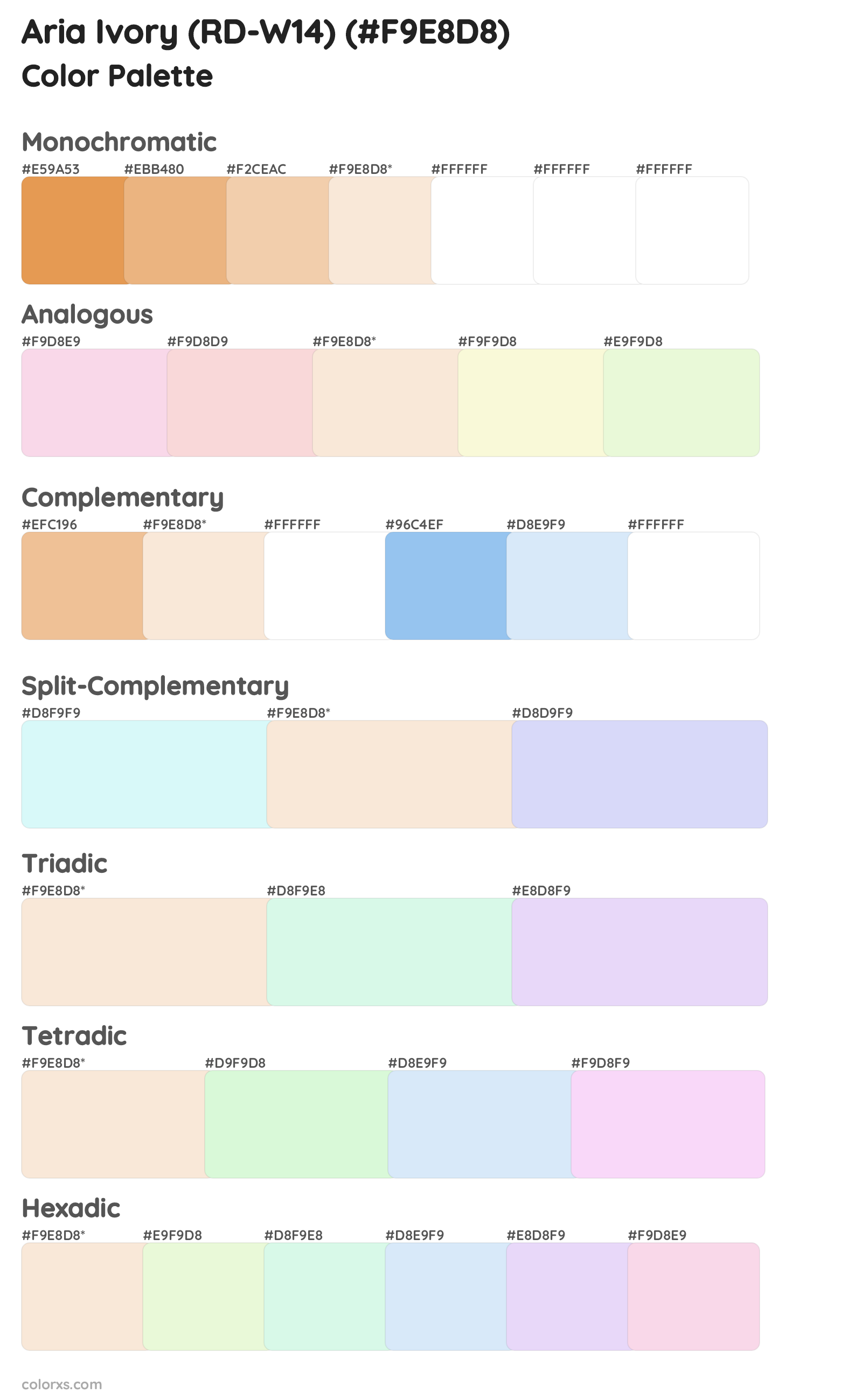 Aria Ivory (RD-W14) Color Scheme Palettes