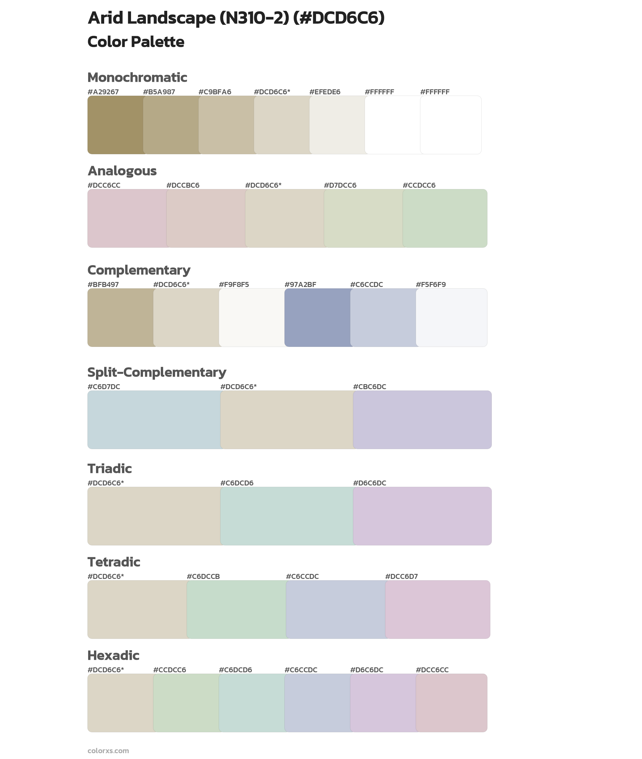 Arid Landscape (N310-2) Color Scheme Palettes