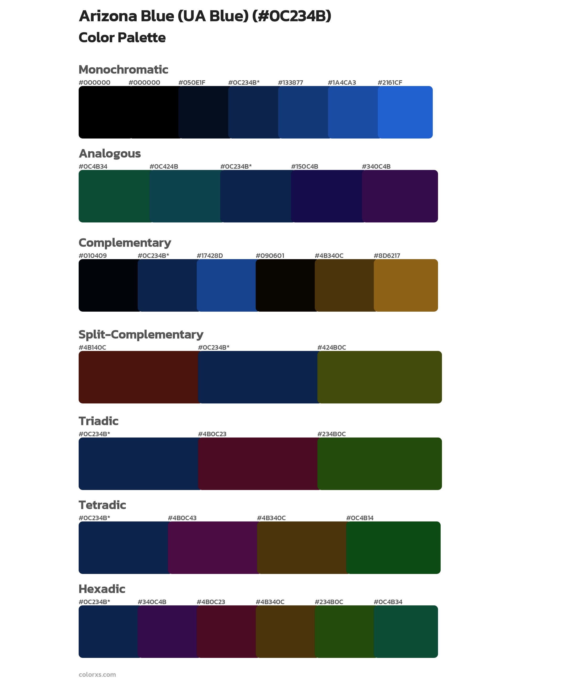 Arizona Blue (UA Blue) Color Scheme Palettes