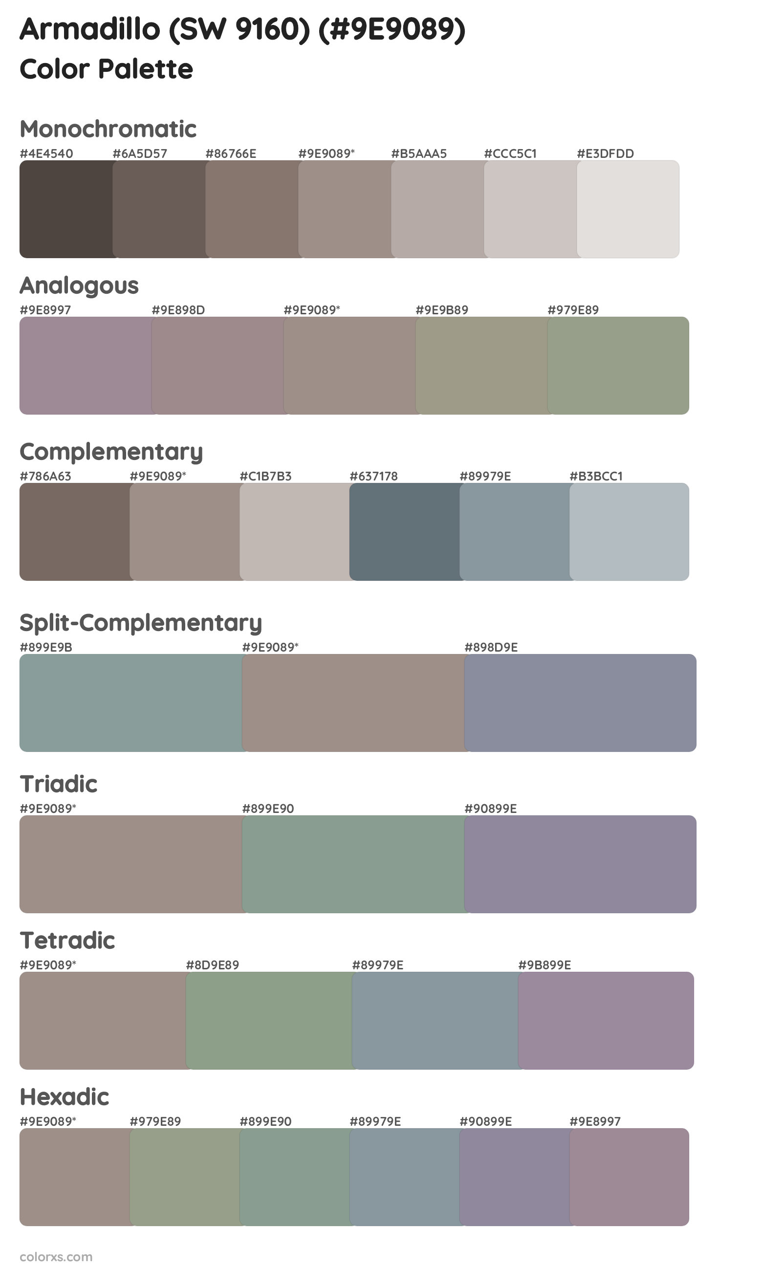 Armadillo (SW 9160) Color Scheme Palettes