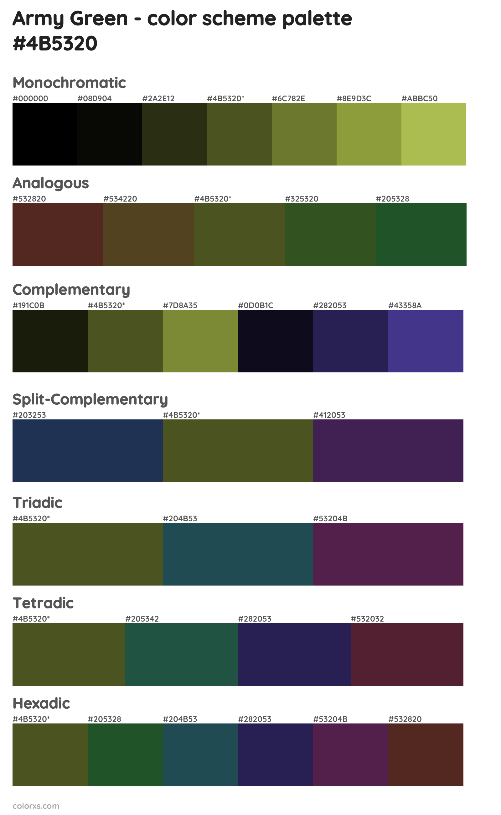 Army Green Color Scheme Palettes