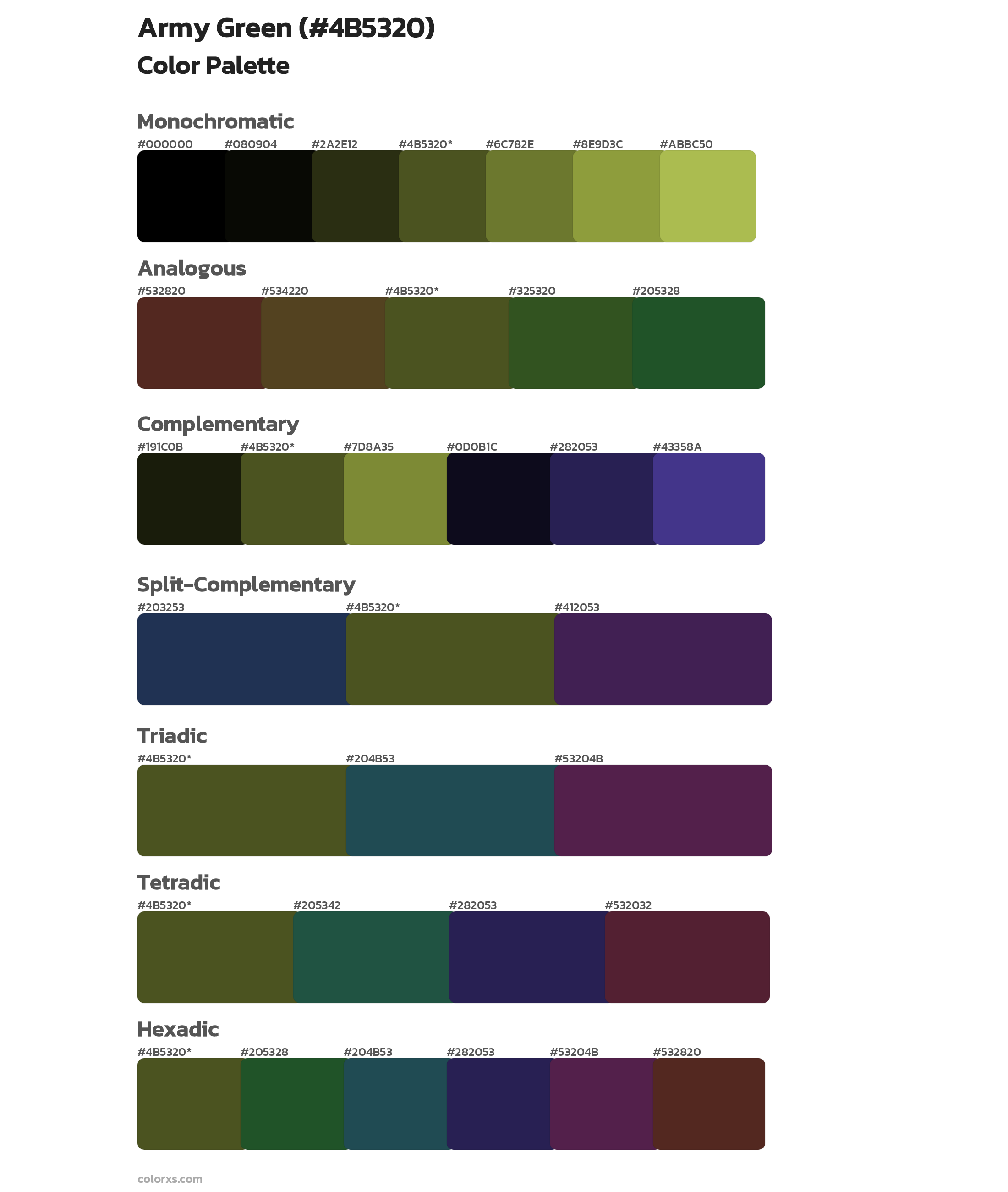 Army Green Color Scheme Palettes