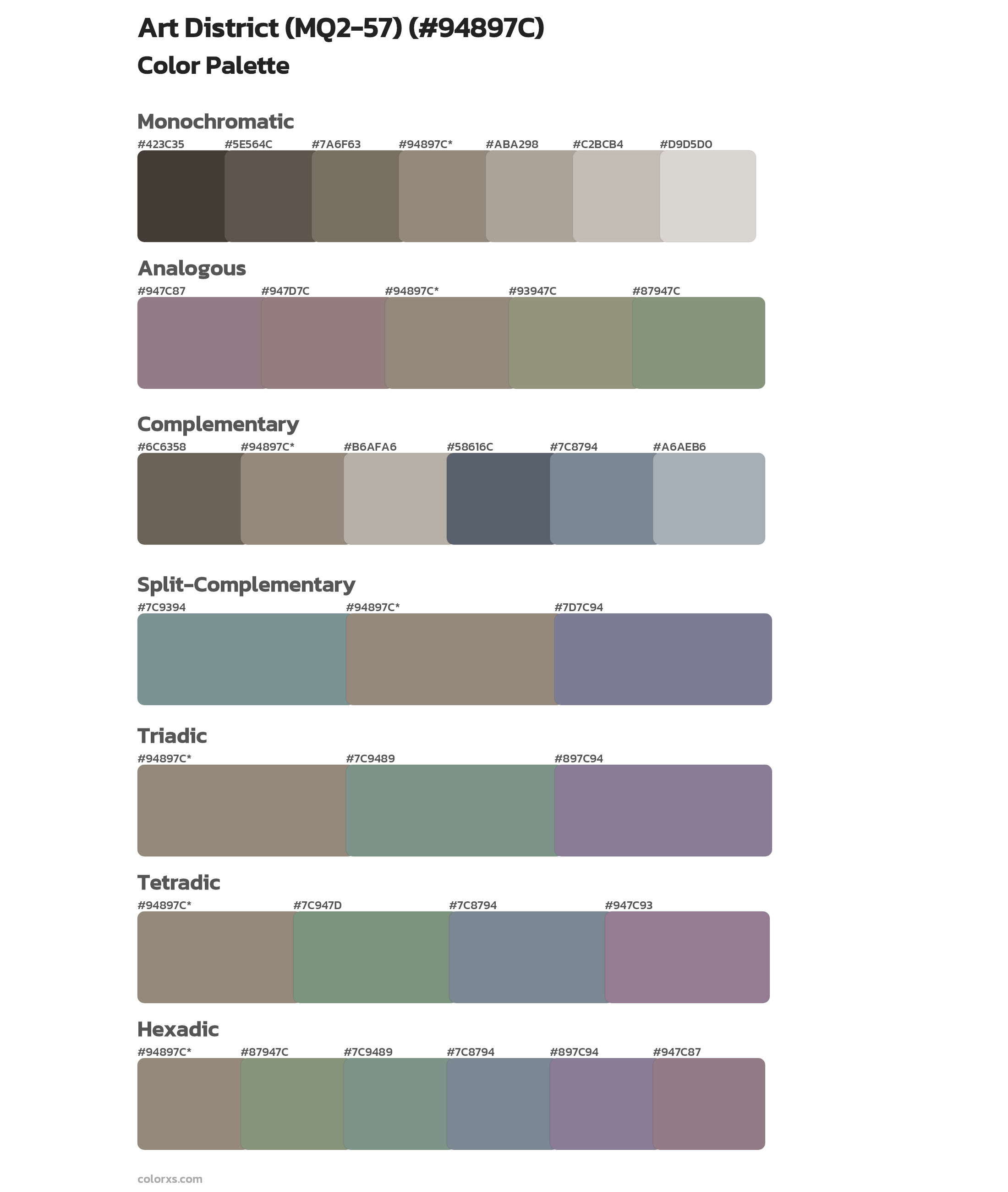 Art District (MQ2-57) Color Scheme Palettes