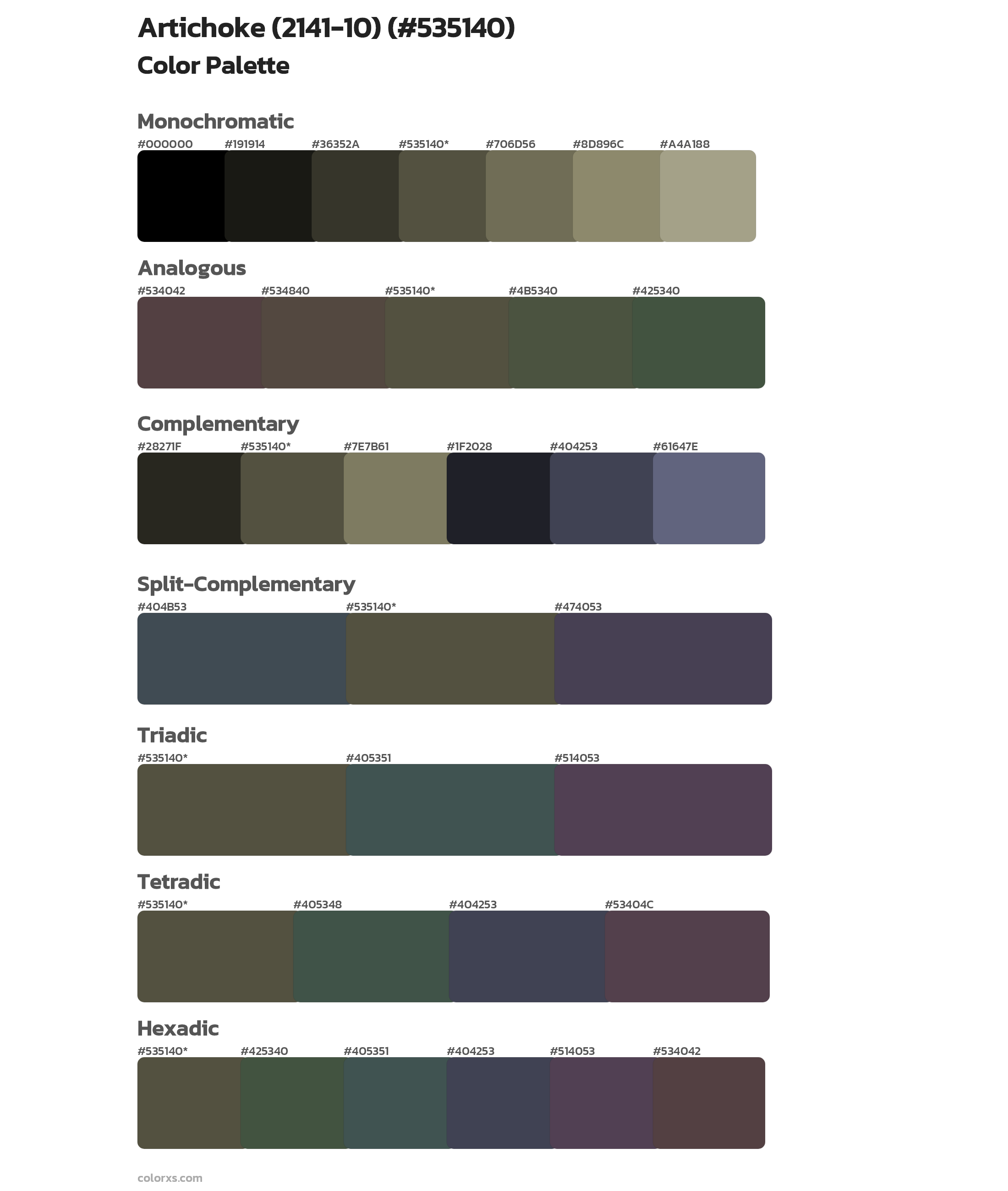 Artichoke (2141-10) Color Scheme Palettes