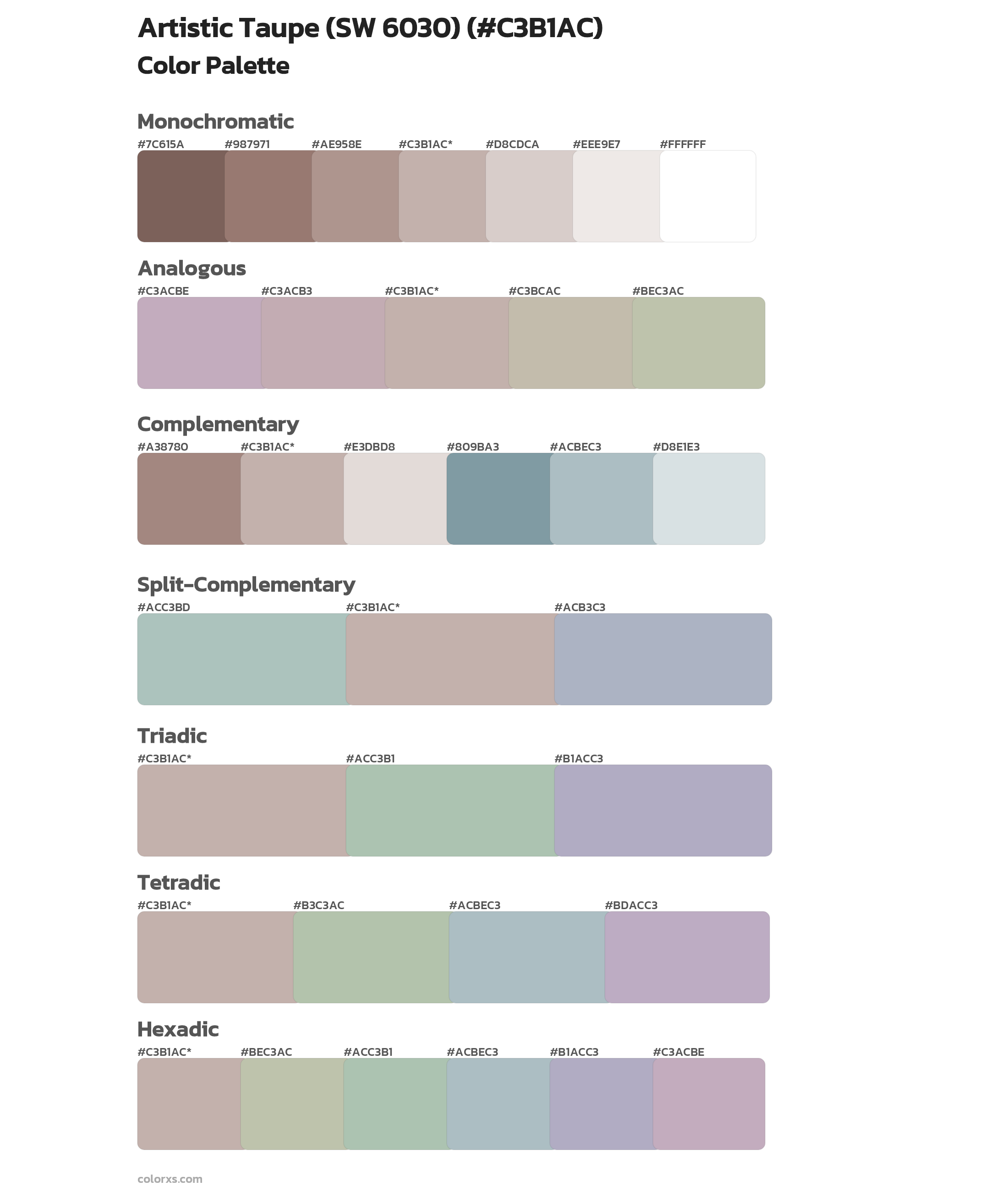 Artistic Taupe (SW 6030) Color Scheme Palettes