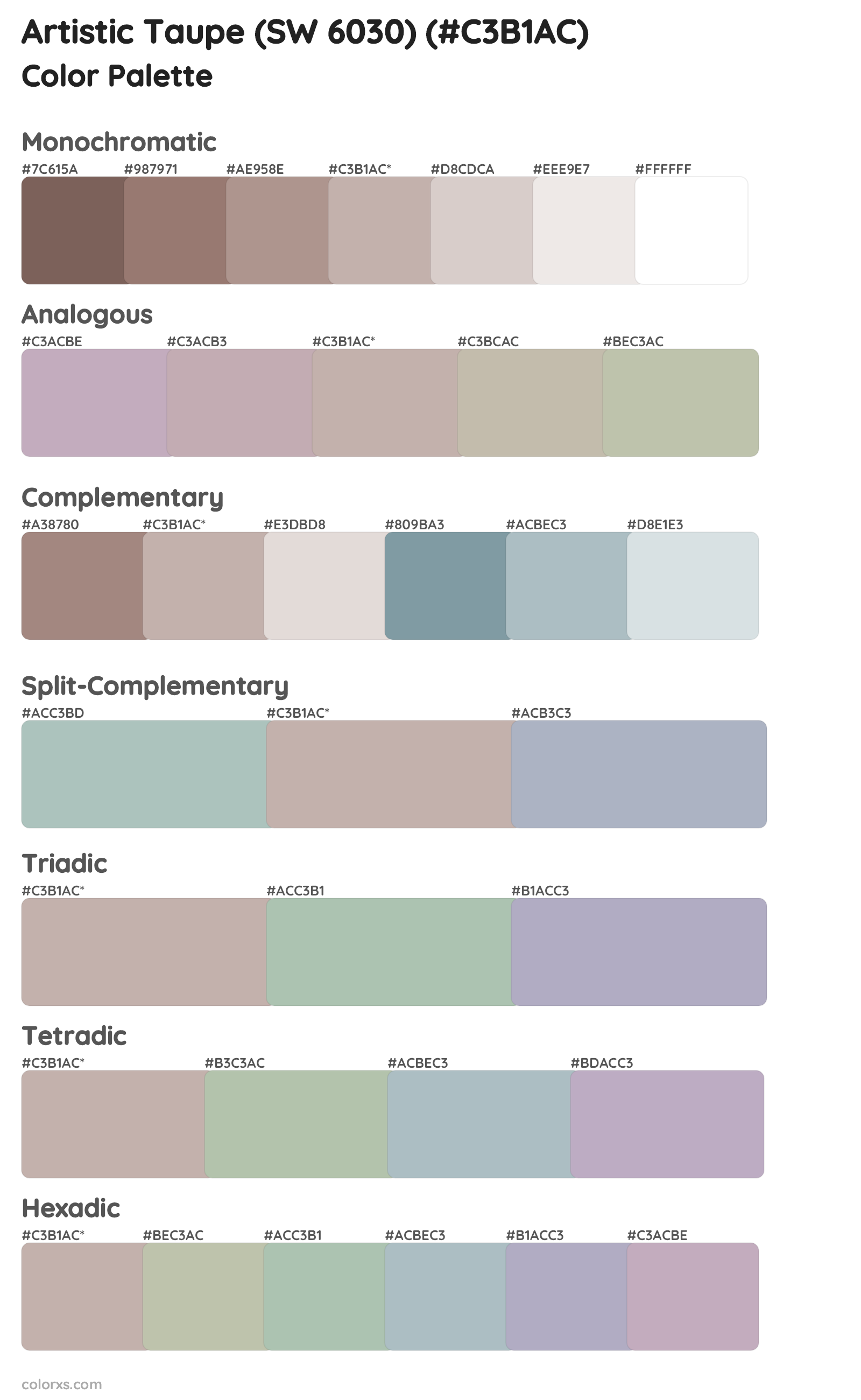 Artistic Taupe (SW 6030) Color Scheme Palettes