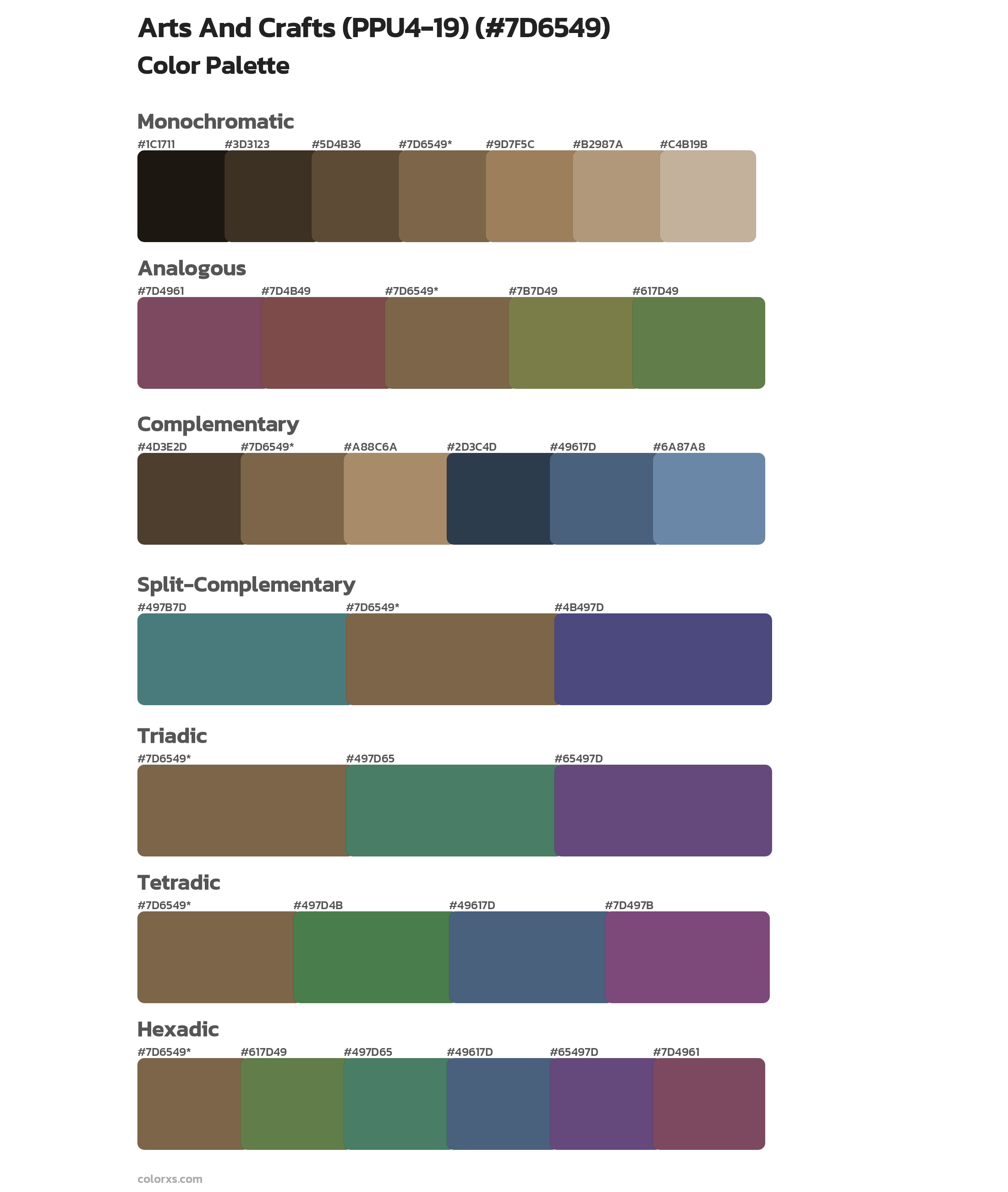 Arts And Crafts (PPU4-19) Color Scheme Palettes