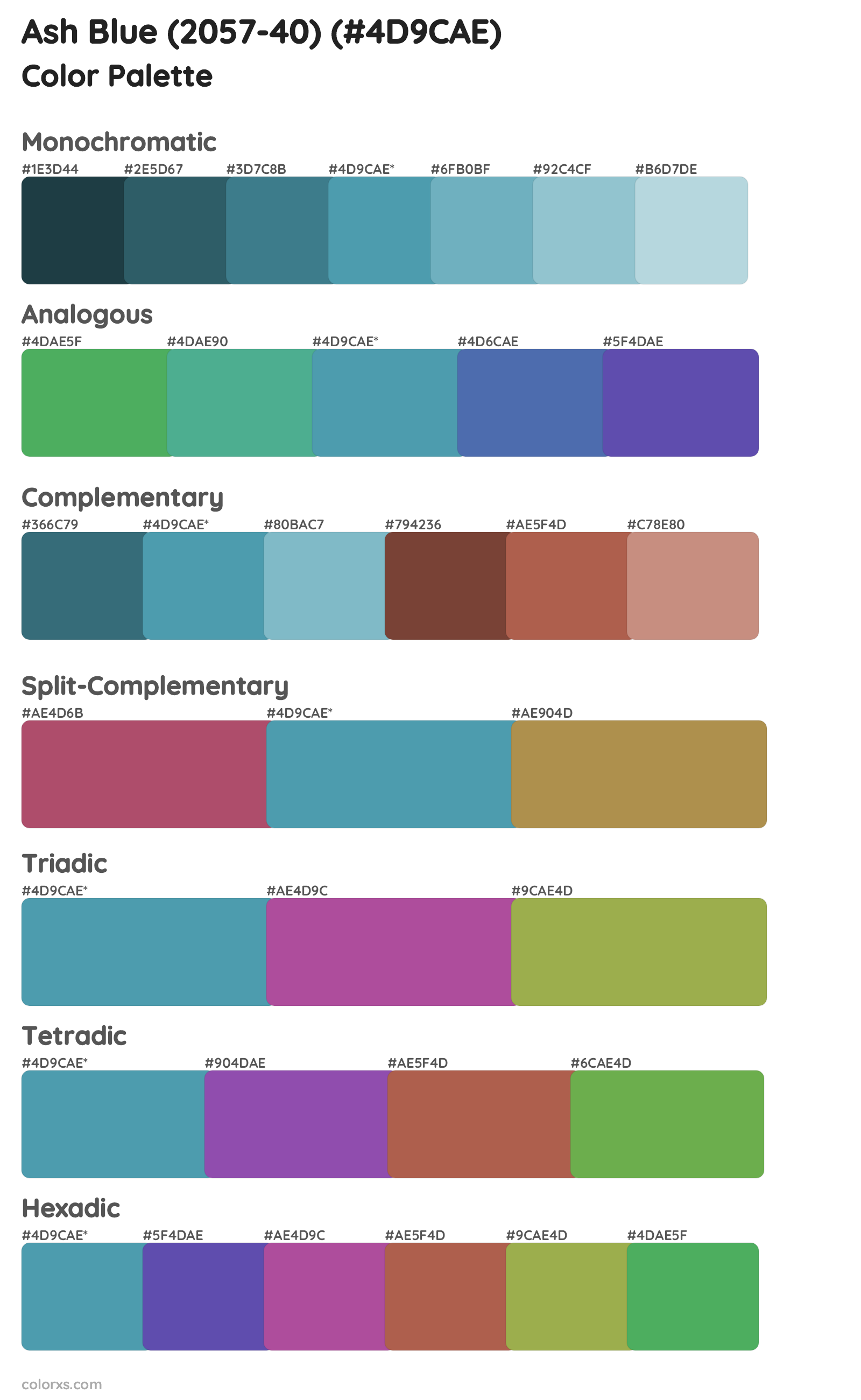 Ash Blue (2057-40) Color Scheme Palettes