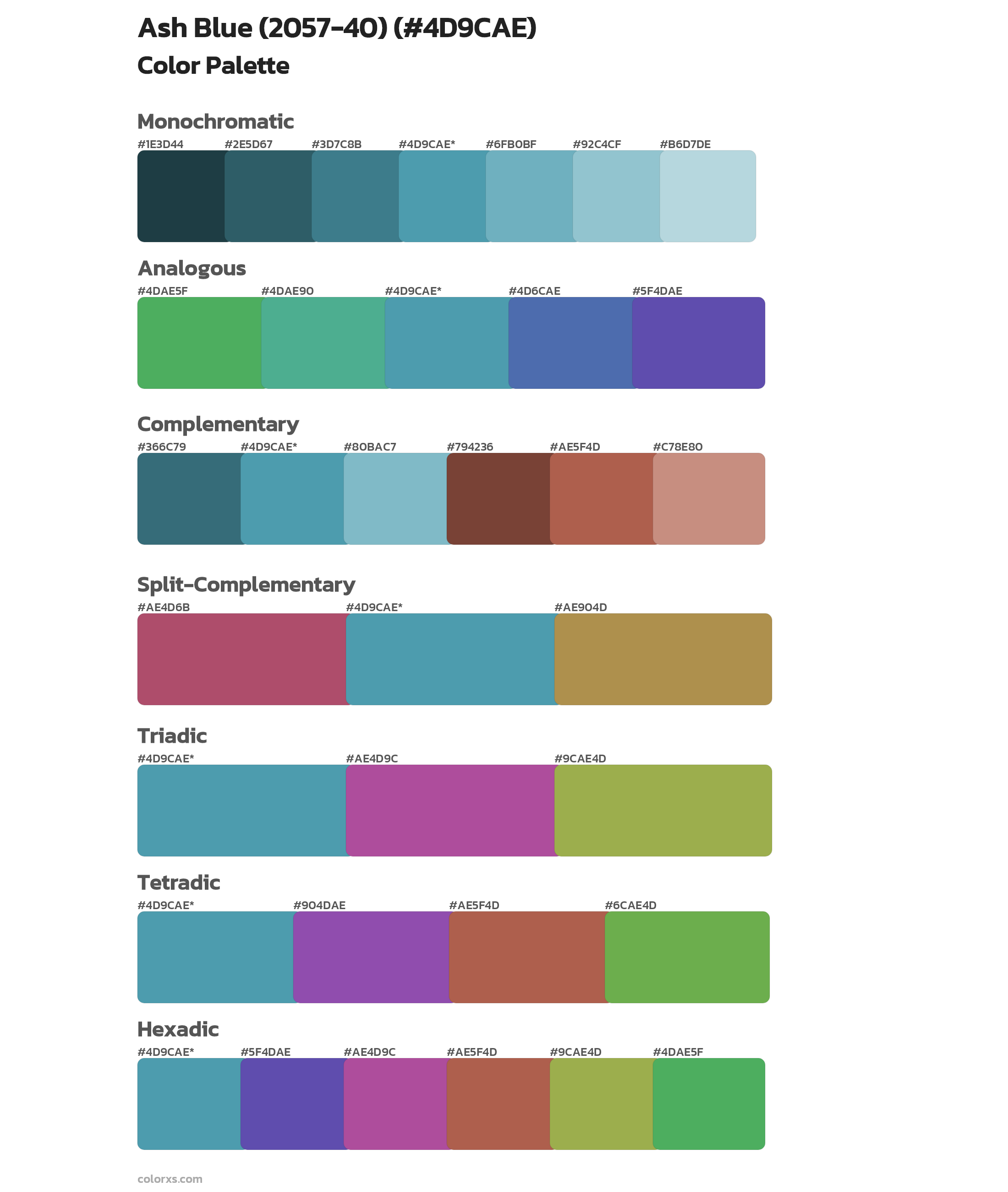 Ash Blue (2057-40) Color Scheme Palettes