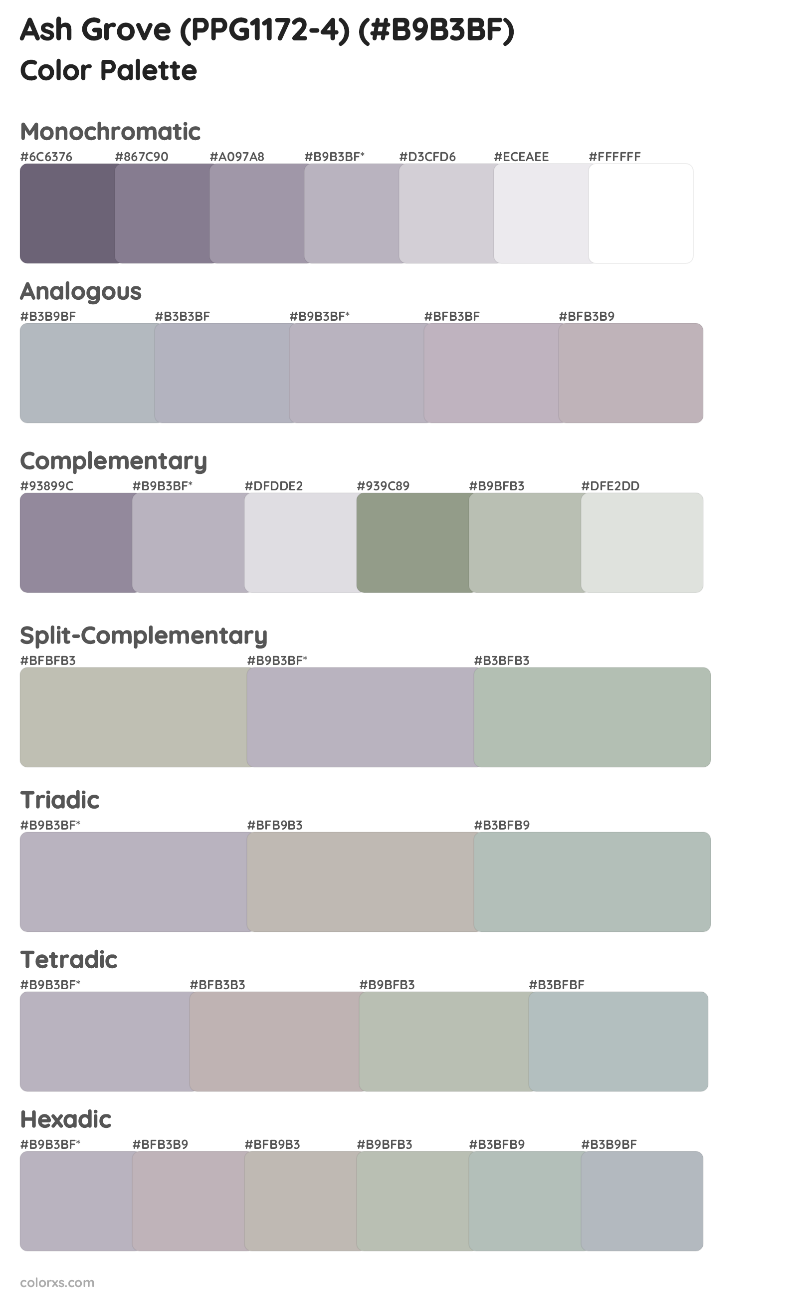 Ash Grove (PPG1172-4) Color Scheme Palettes