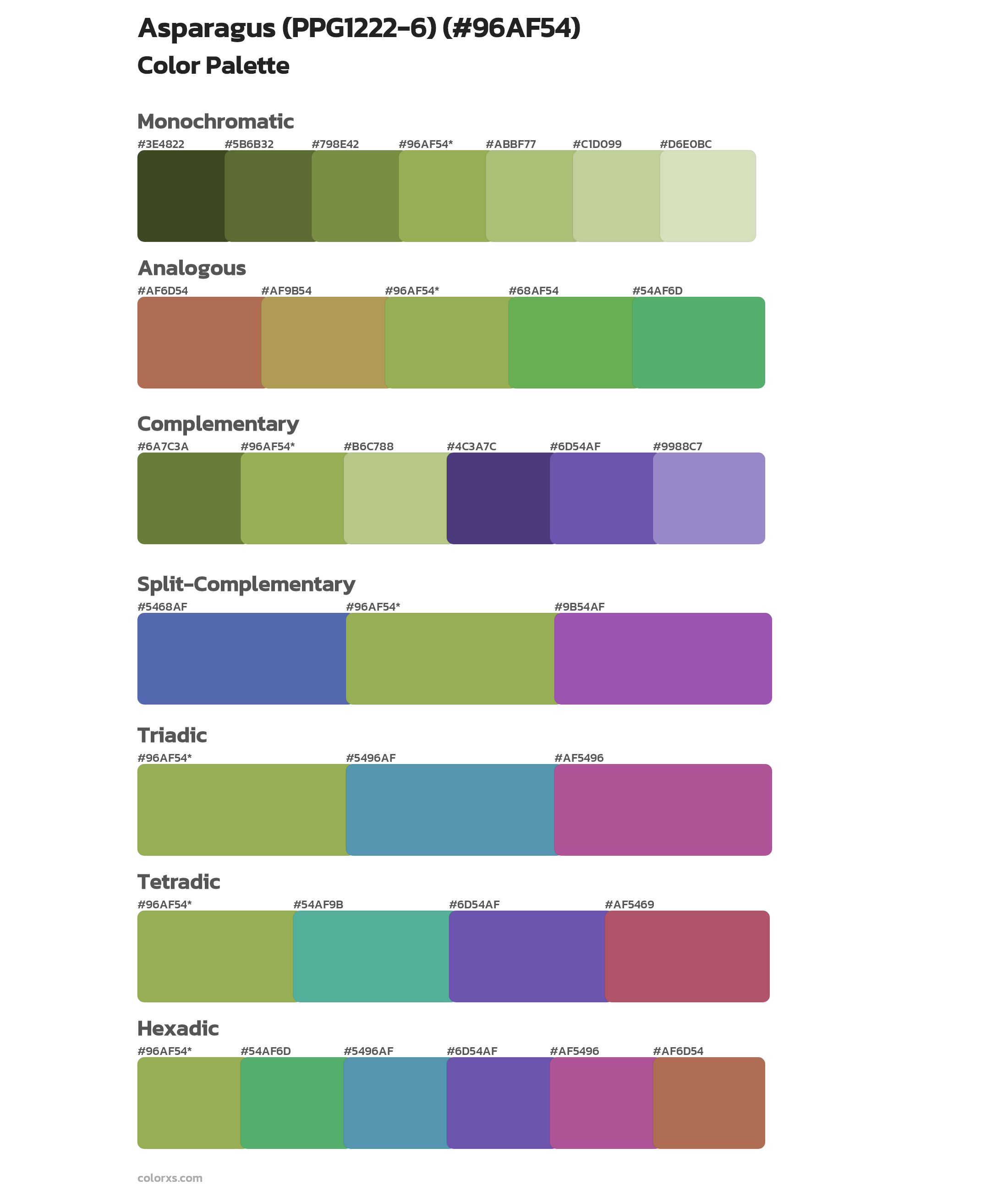 Asparagus (PPG1222-6) Color Scheme Palettes