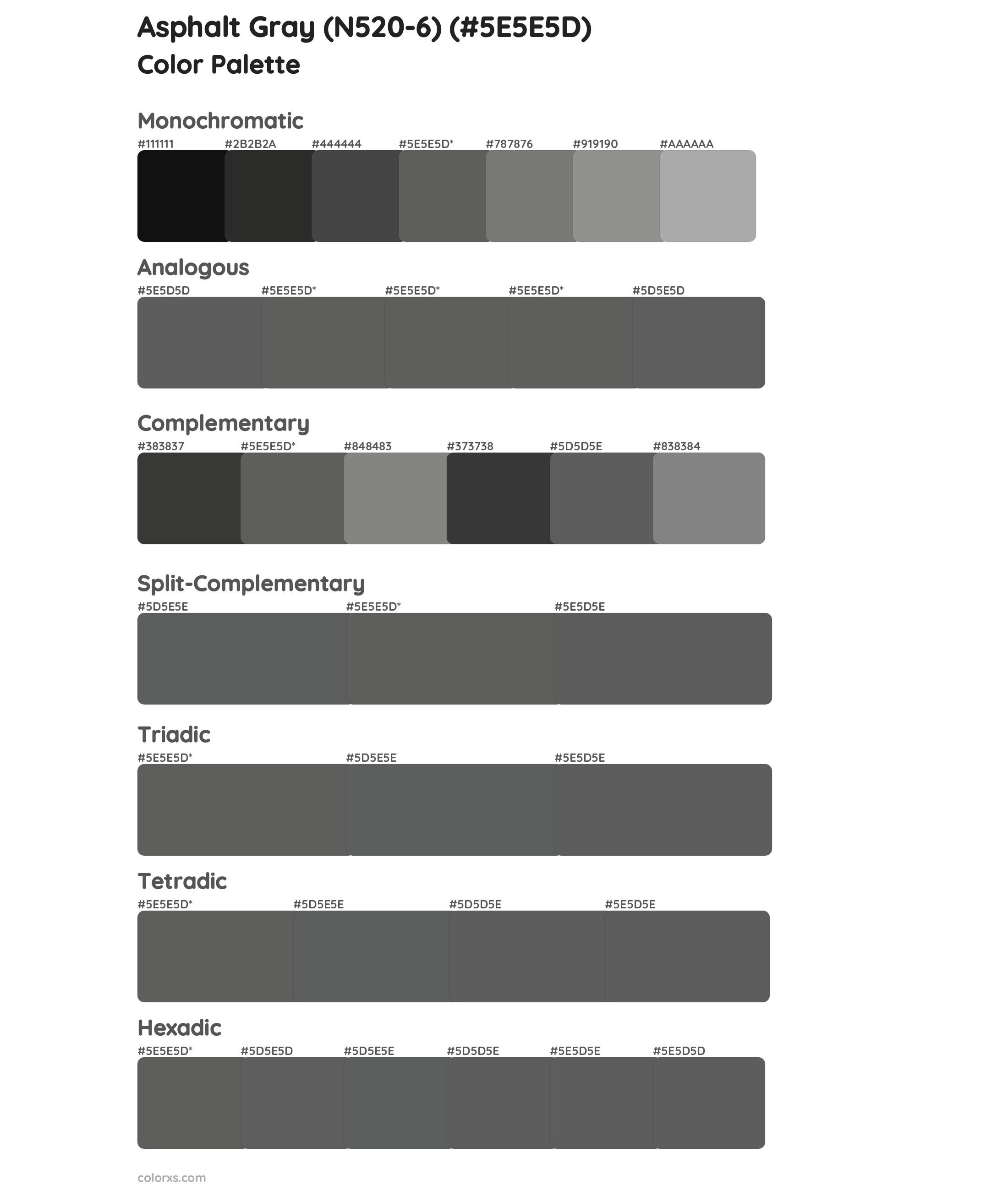 Asphalt Gray (N520-6) Color Scheme Palettes