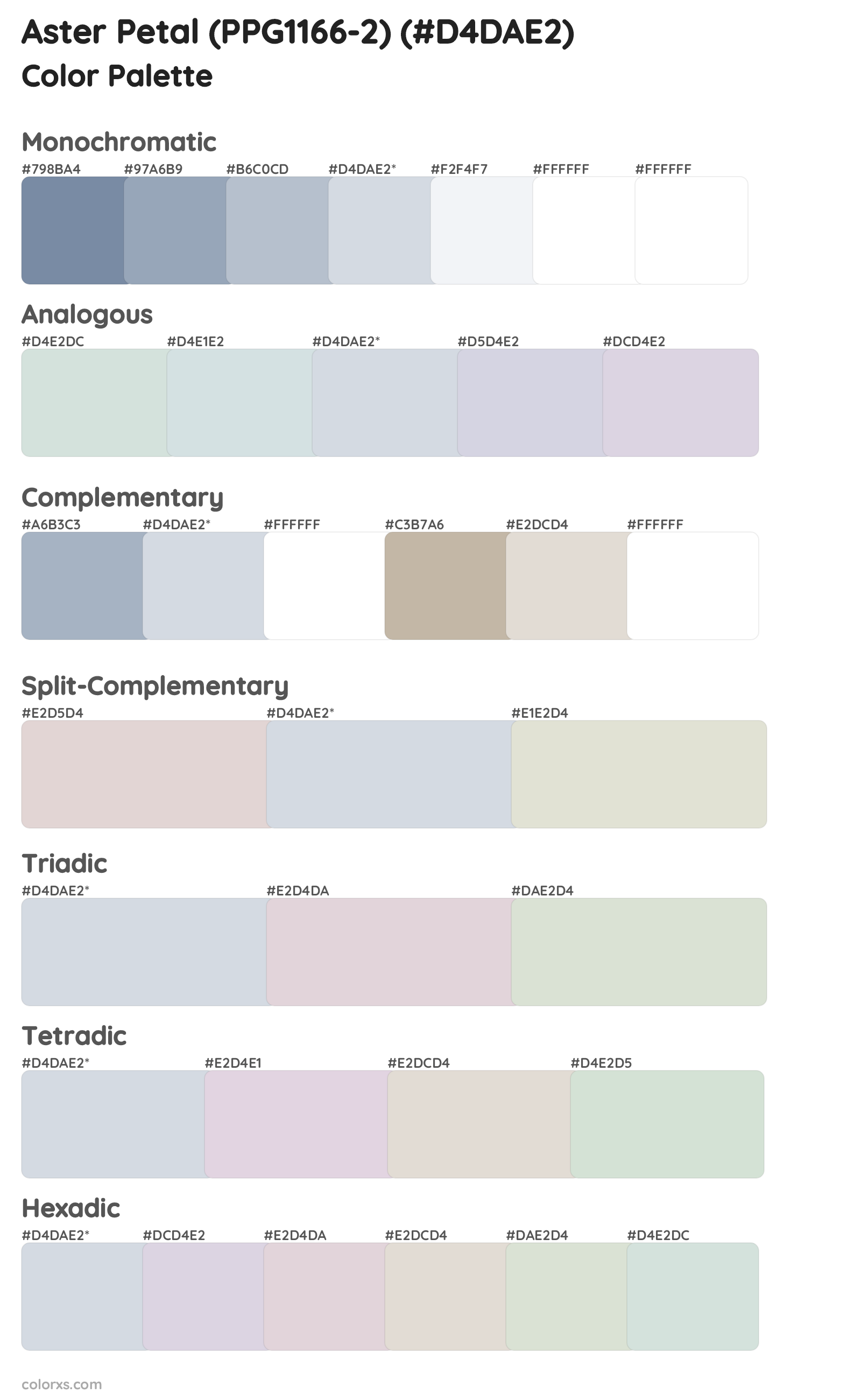 Aster Petal (PPG1166-2) Color Scheme Palettes