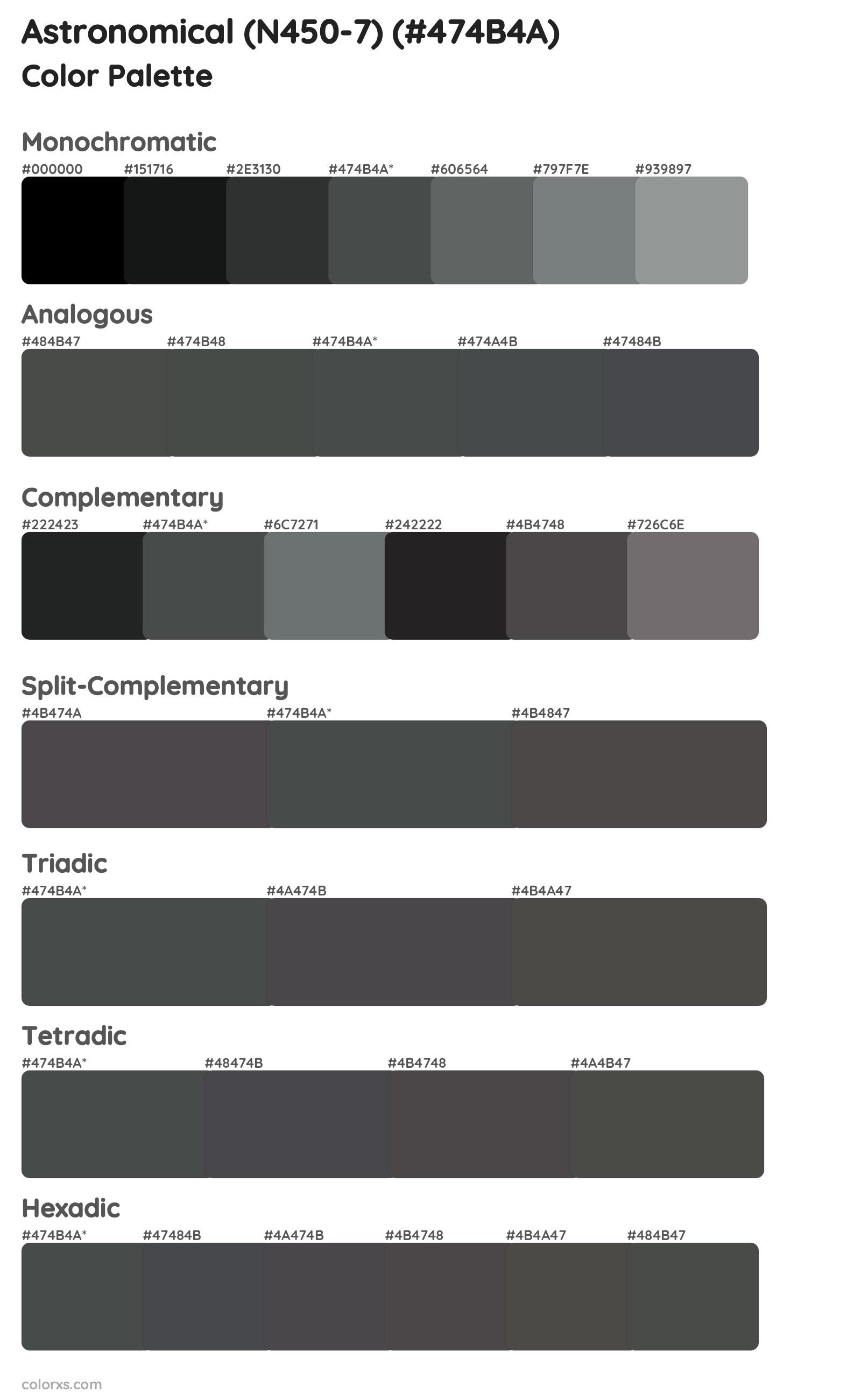 Astronomical (N450-7) Color Scheme Palettes