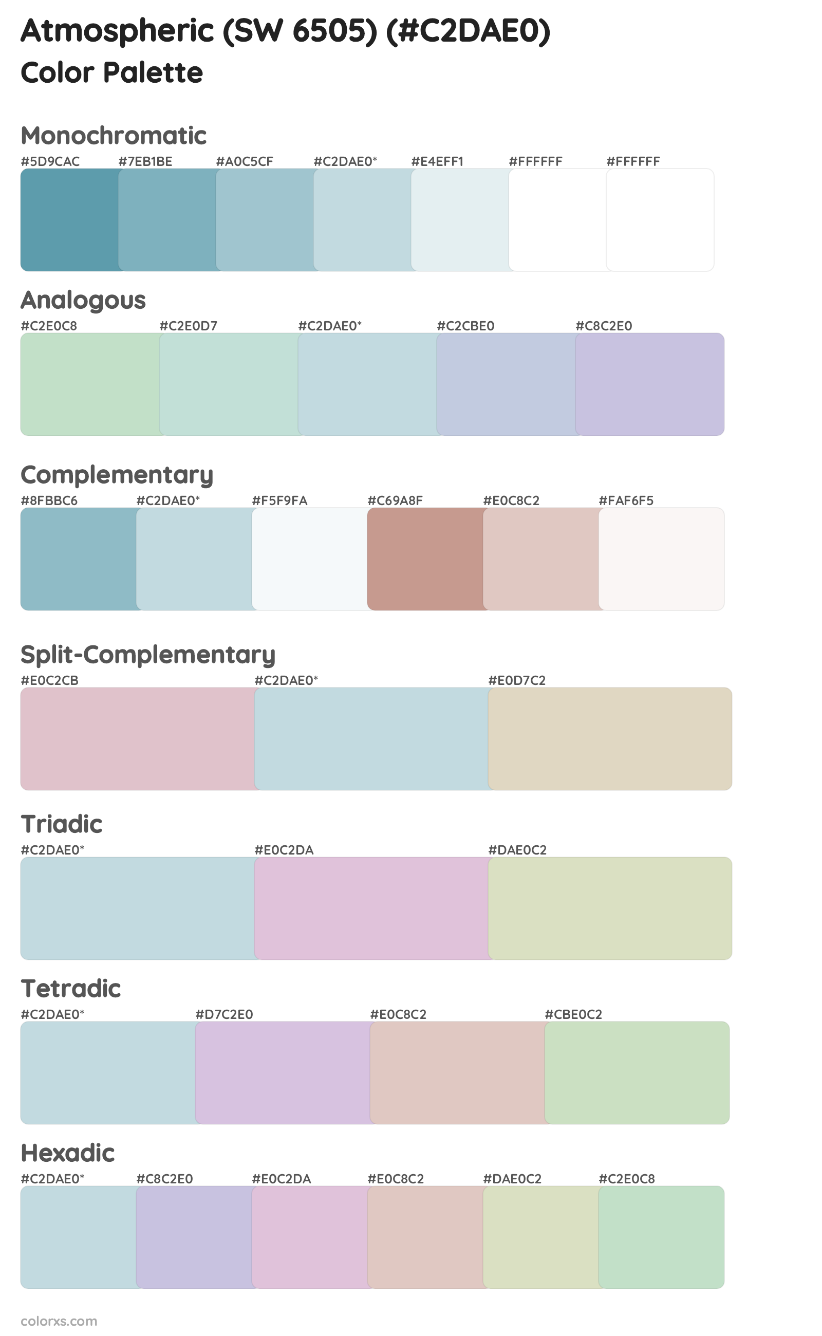 Atmospheric (SW 6505) Color Scheme Palettes
