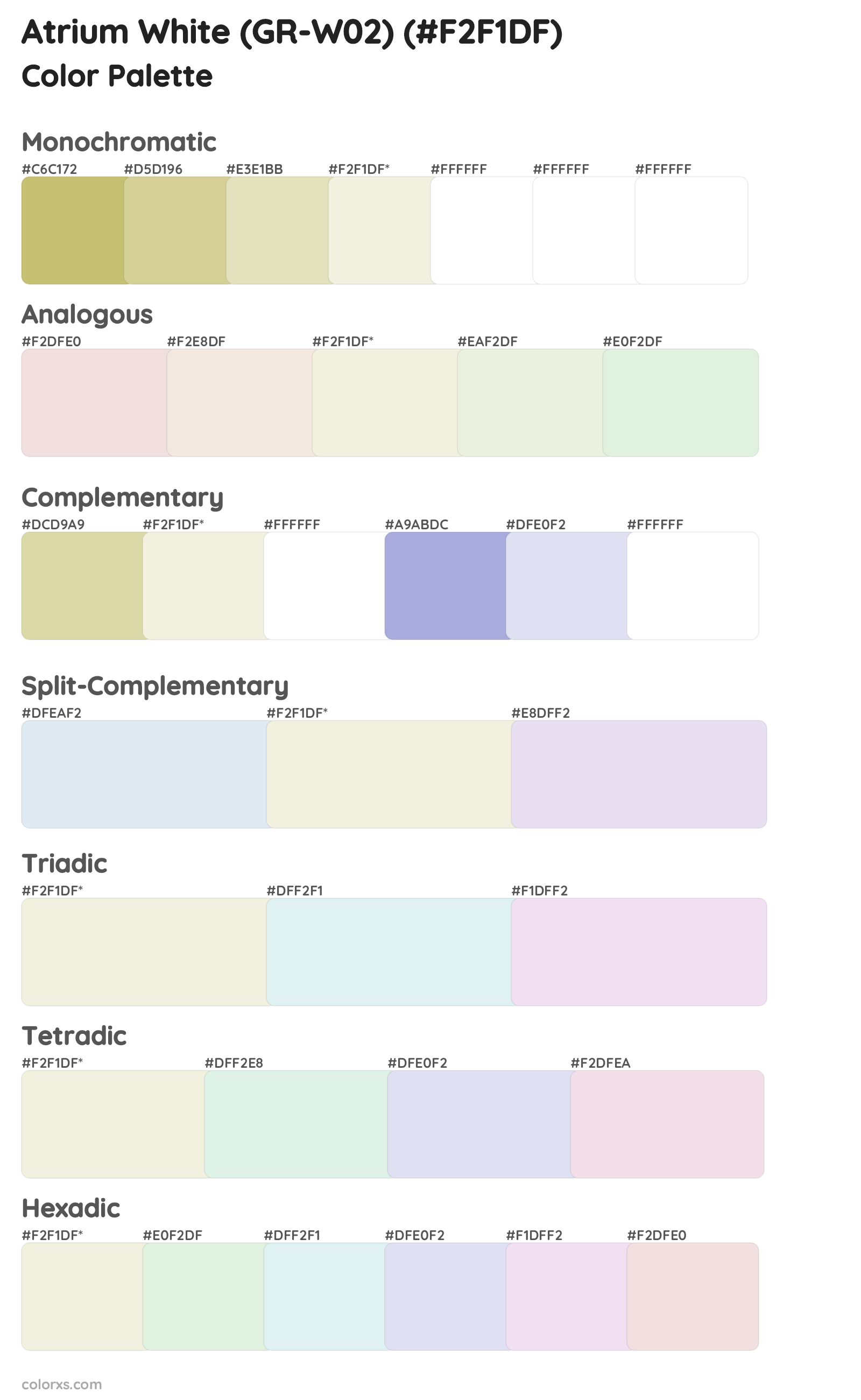 Atrium White (GR-W02) Color Scheme Palettes