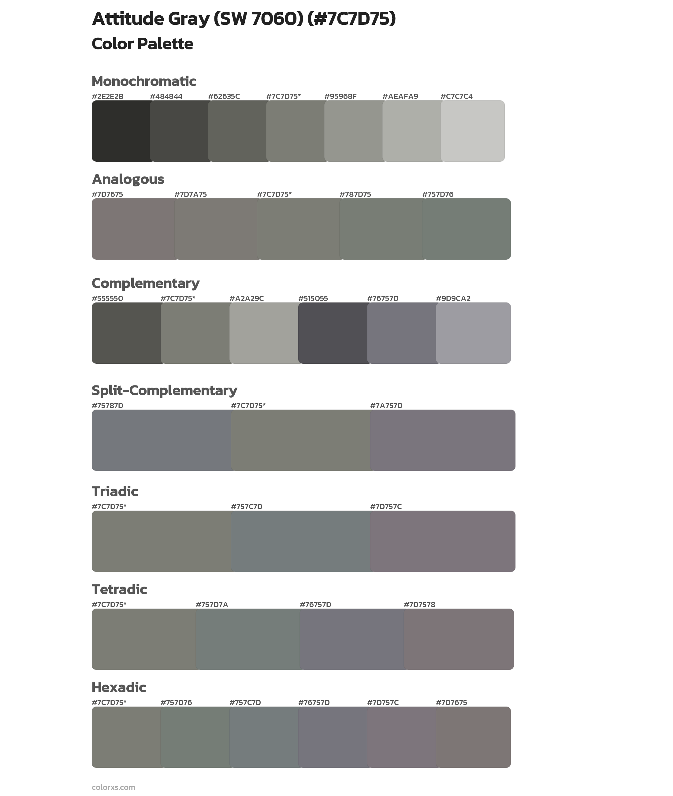 Attitude Gray (SW 7060) Color Scheme Palettes