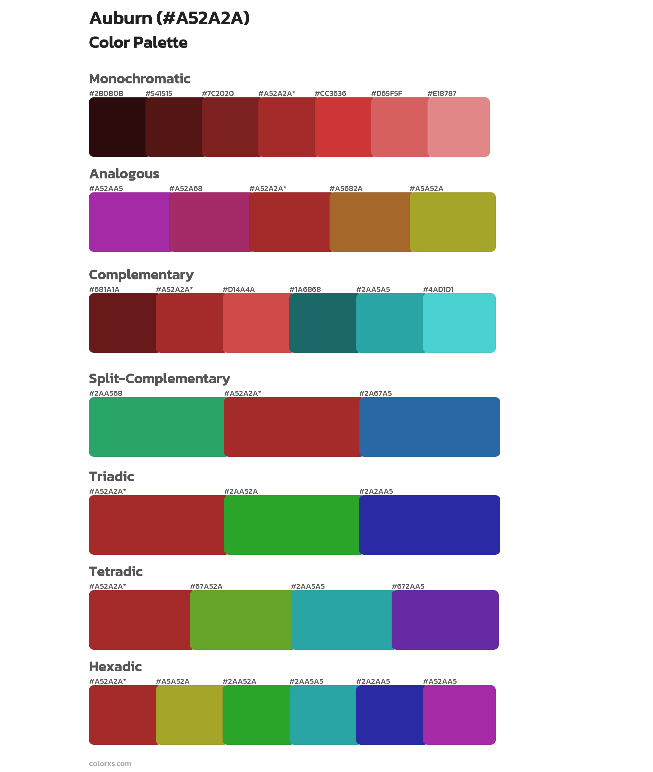 Auburn Color Scheme Palettes