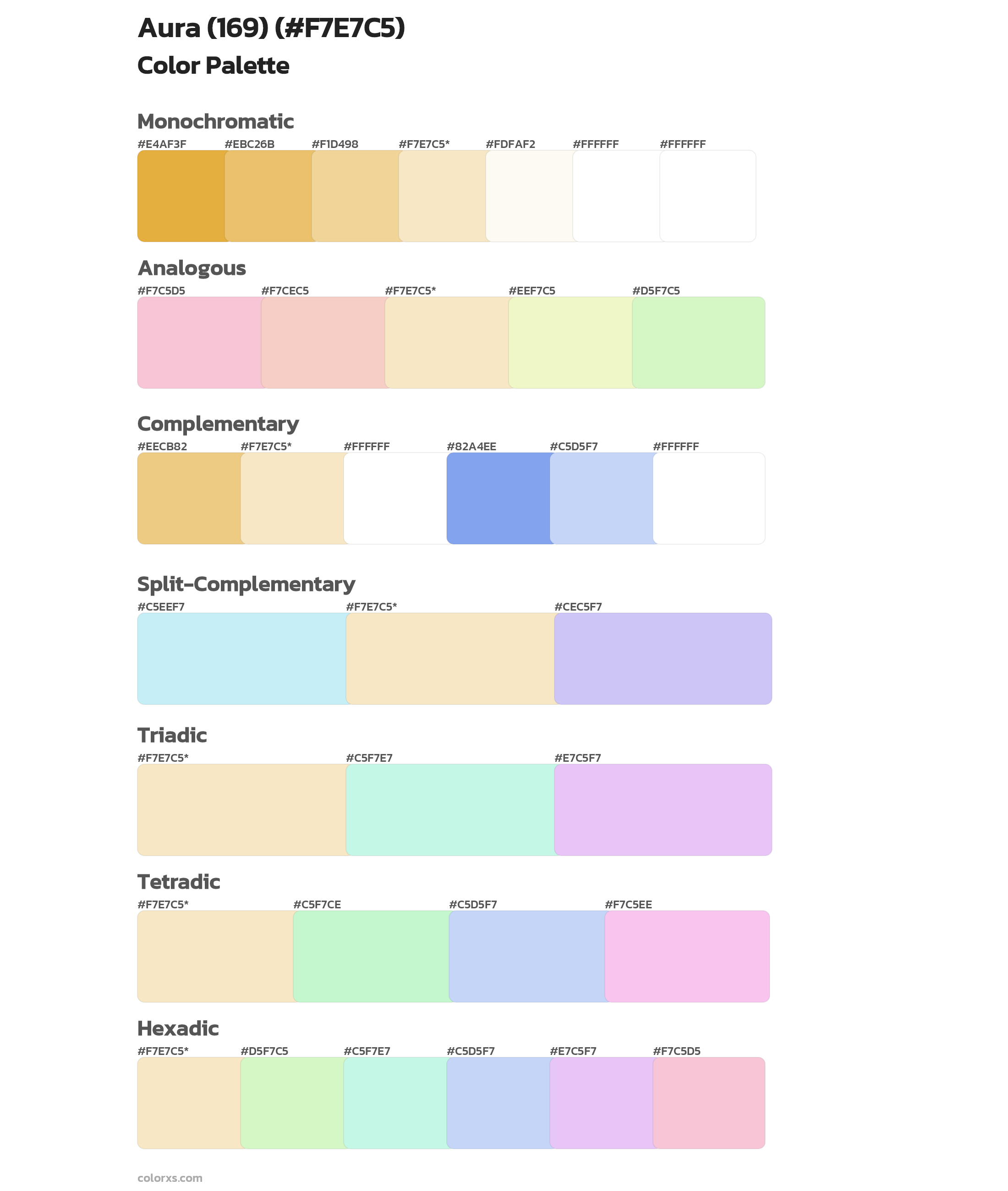 Aura (169) Color Scheme Palettes