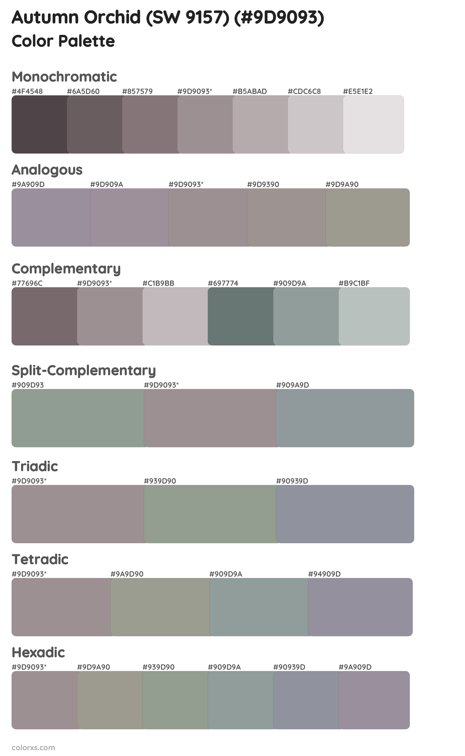 Autumn Orchid (SW 9157) Color Scheme Palettes