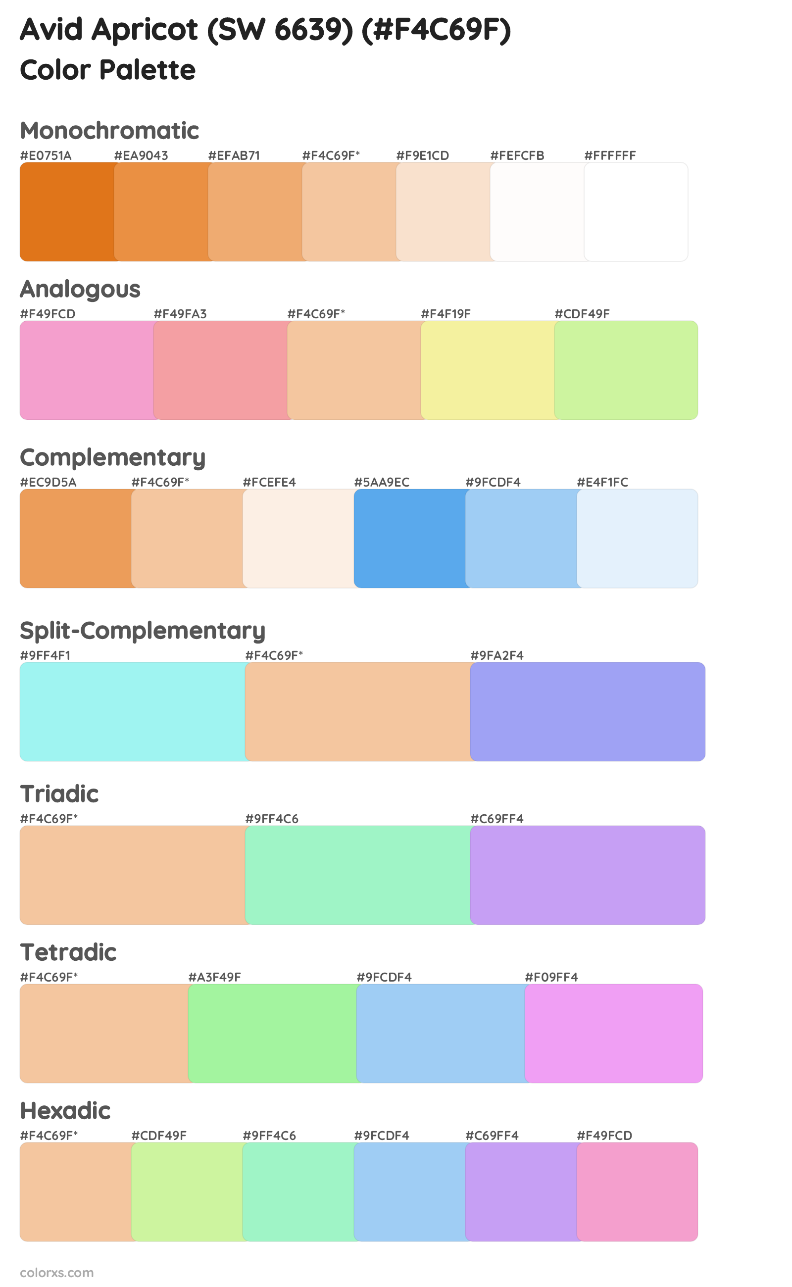 Avid Apricot (SW 6639) Color Scheme Palettes