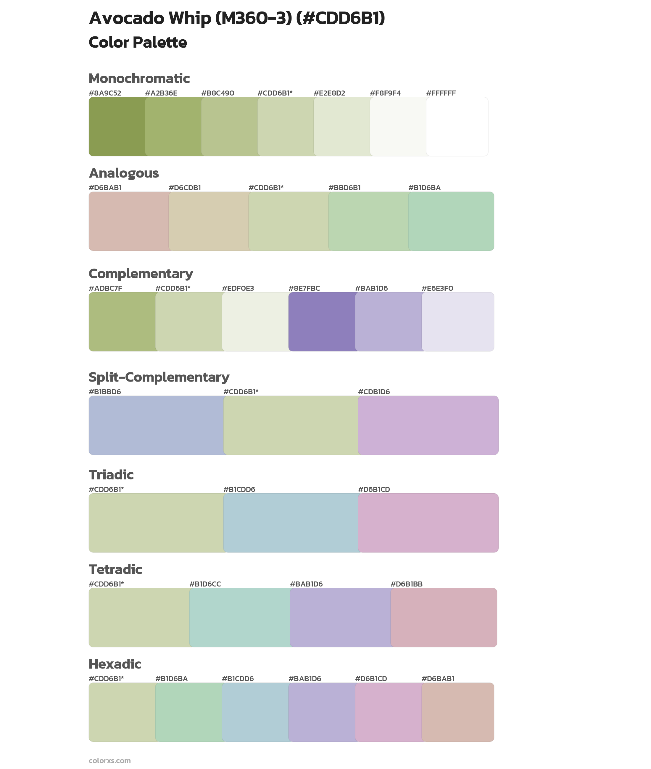 Avocado Whip (M360-3) Color Scheme Palettes