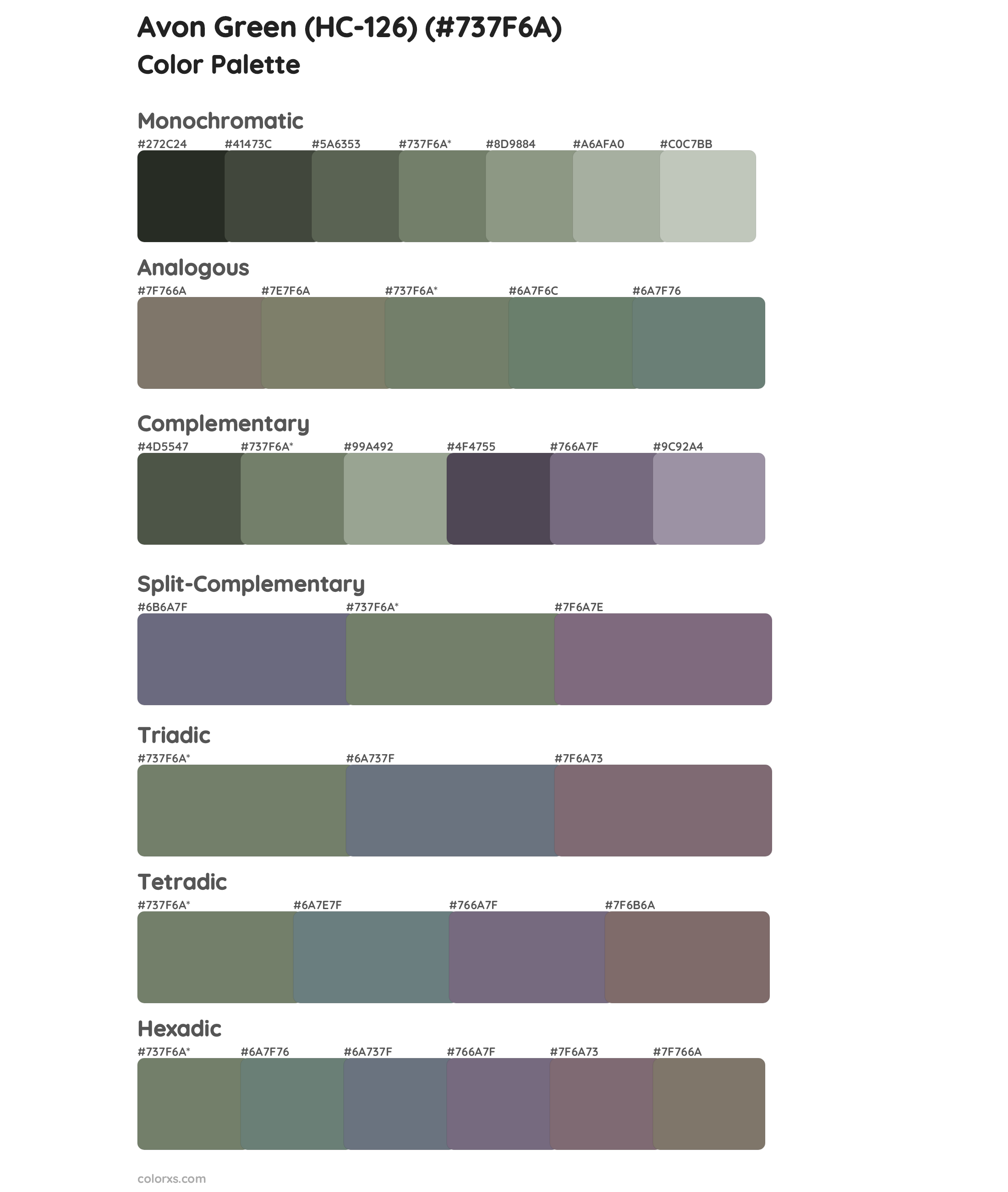 Avon Green (HC-126) Color Scheme Palettes