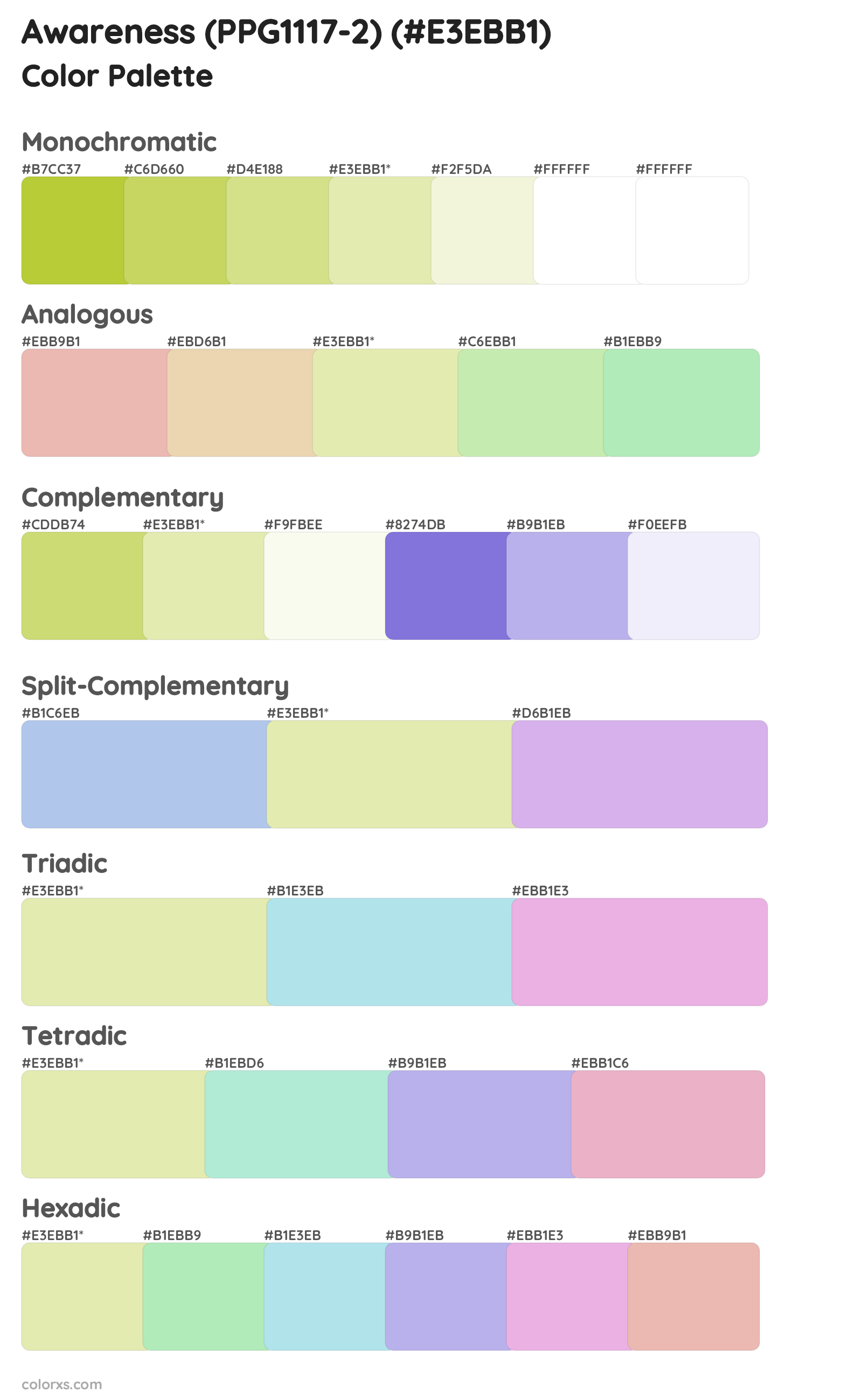 Awareness (PPG1117-2) Color Scheme Palettes