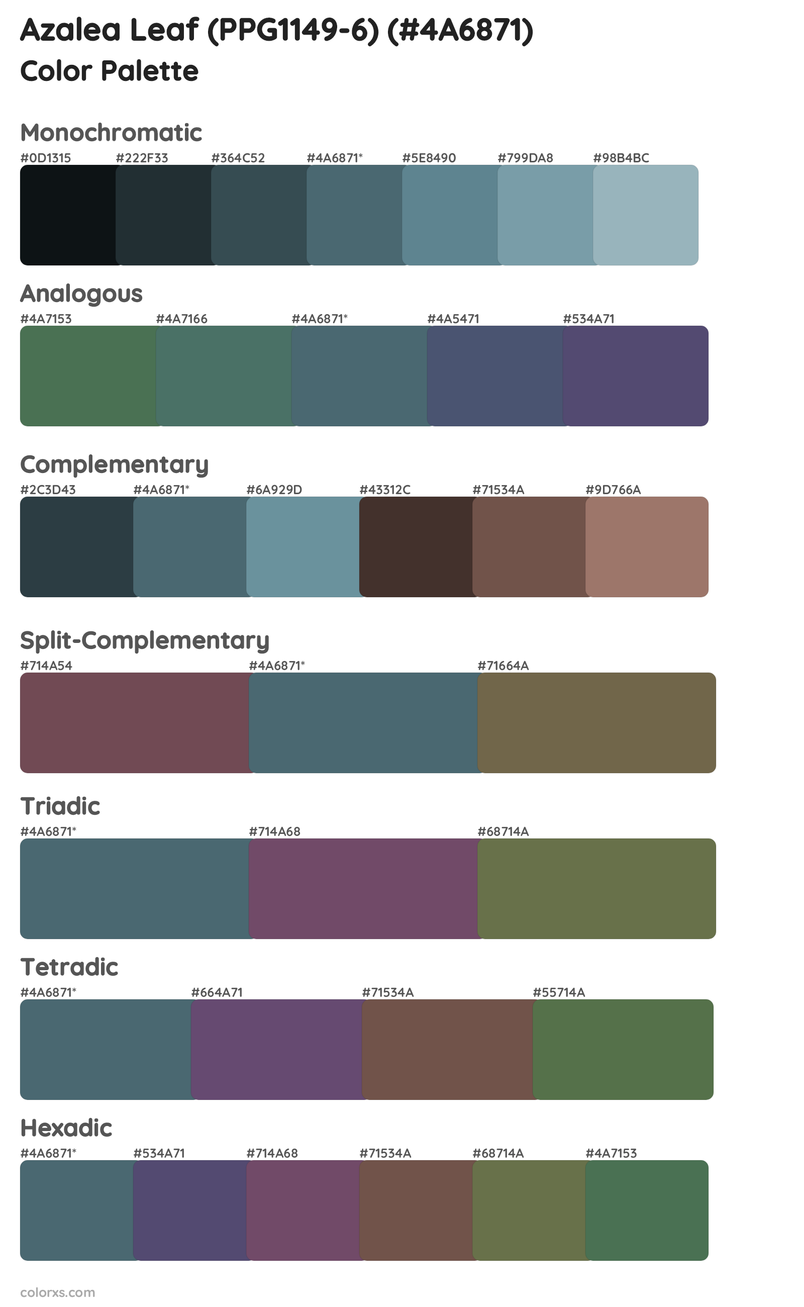 Azalea Leaf (PPG1149-6) Color Scheme Palettes