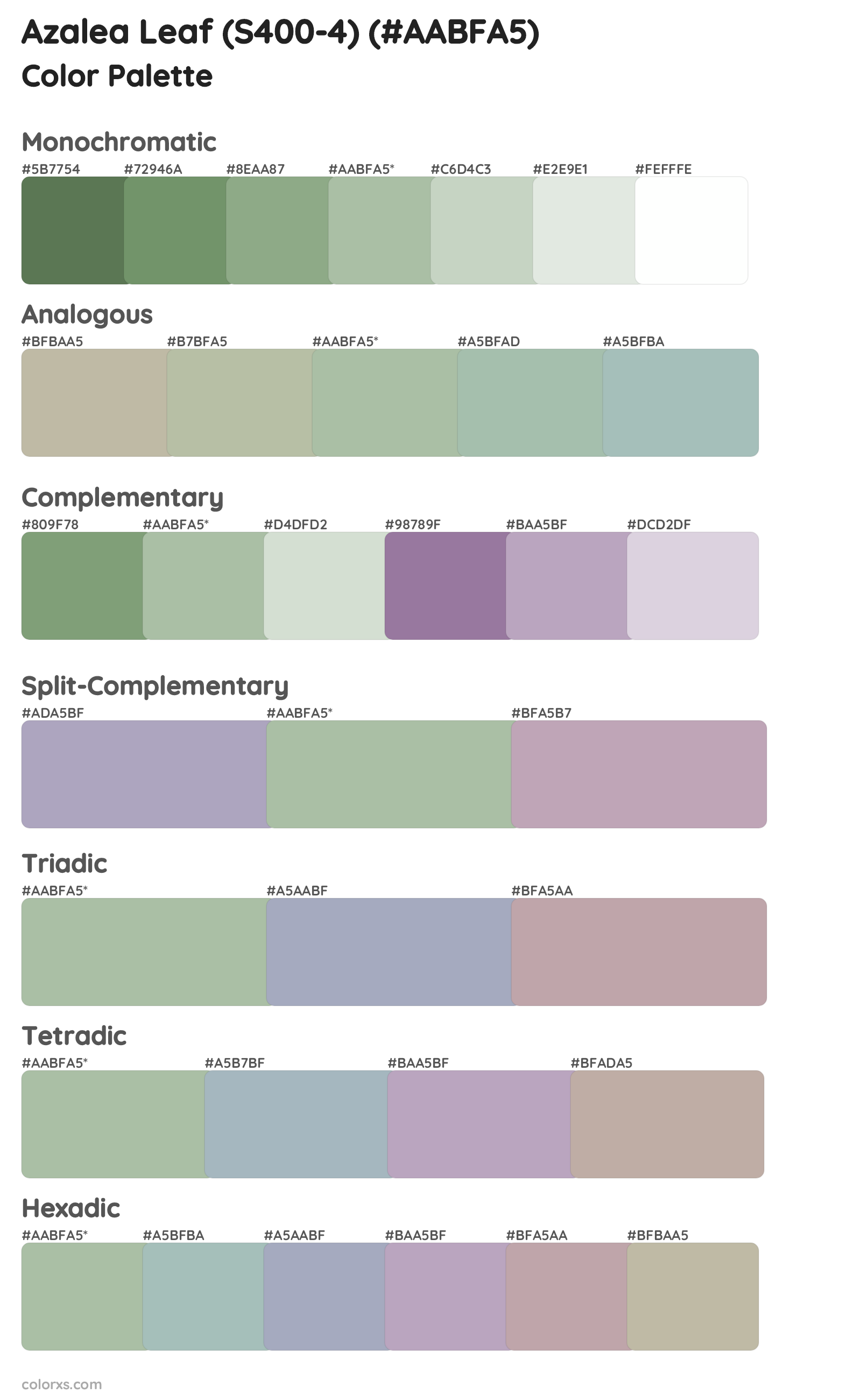 Azalea Leaf (S400-4) Color Scheme Palettes