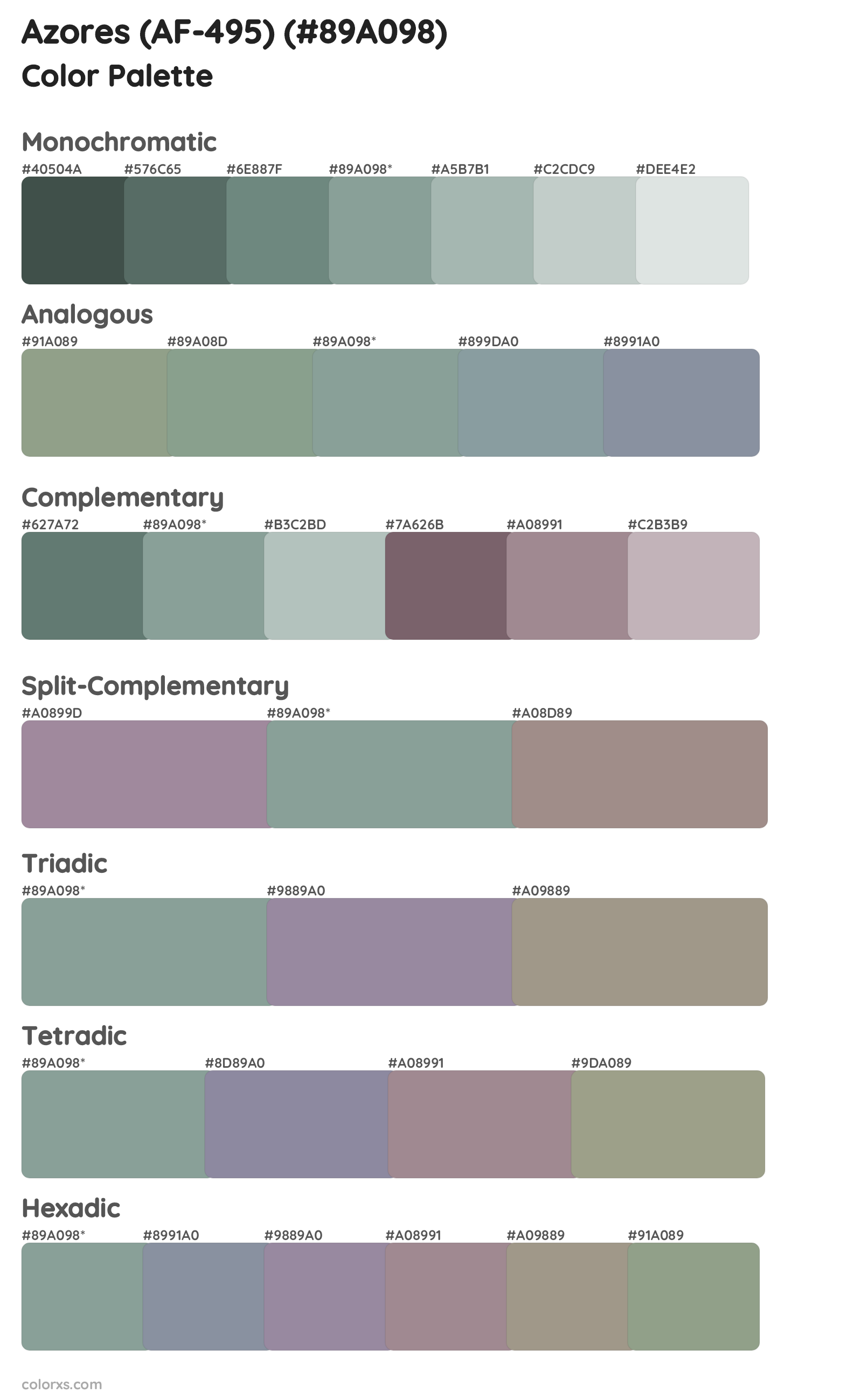 Azores (AF-495) Color Scheme Palettes