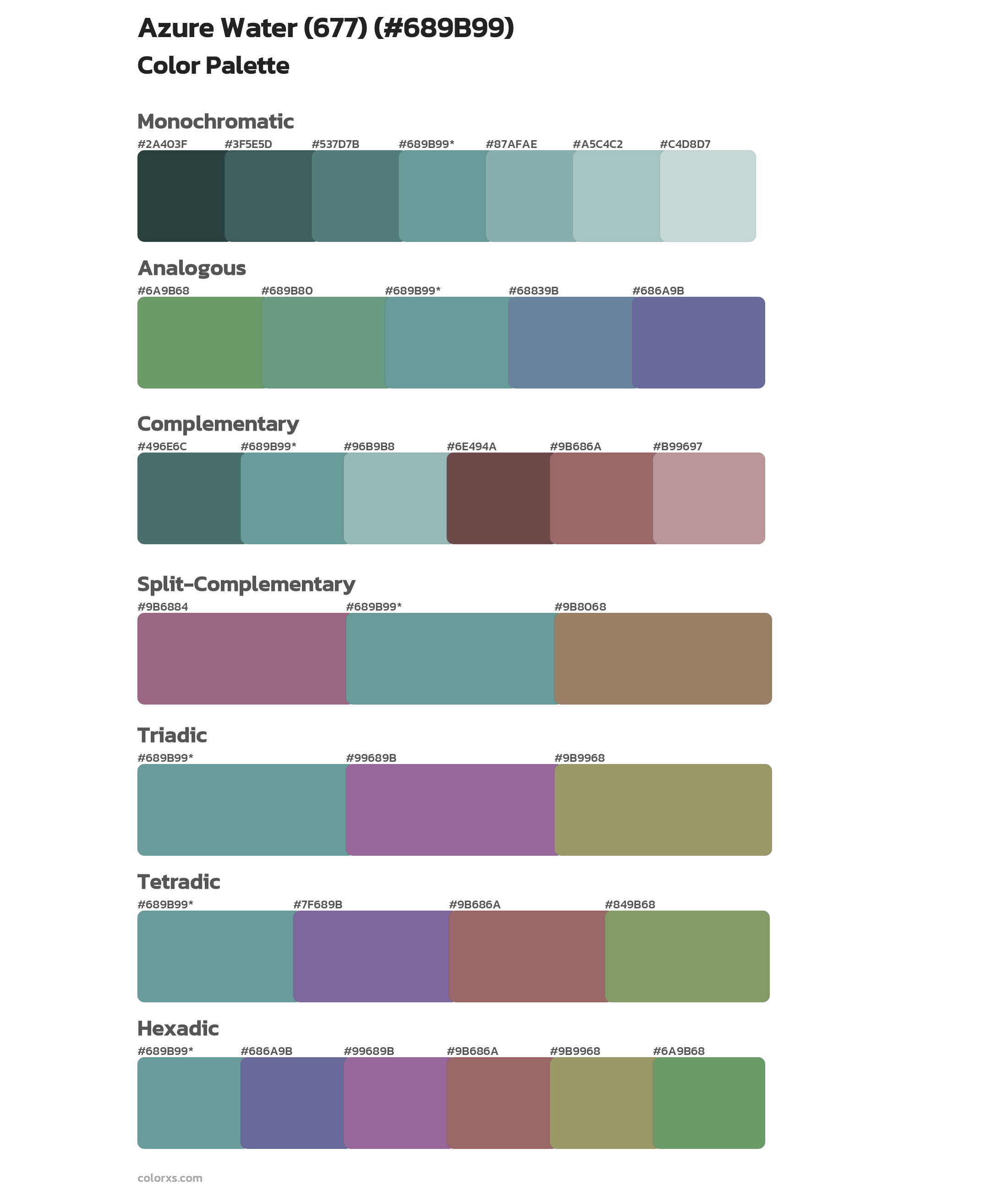 Azure Water (677) Color Scheme Palettes