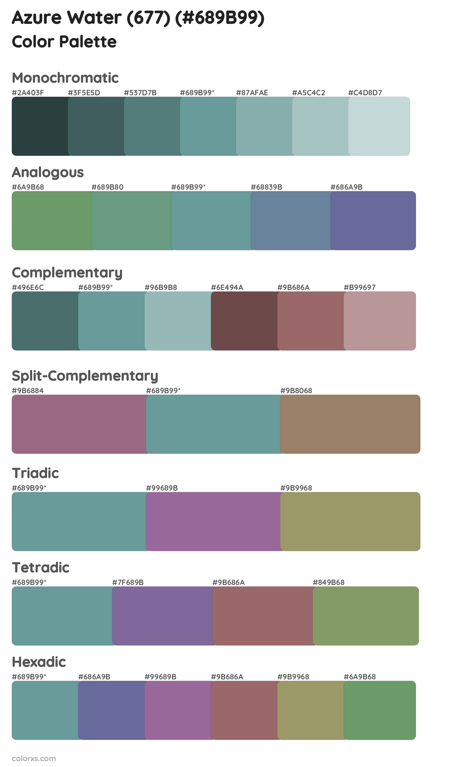 Azure Water (677) Color Scheme Palettes