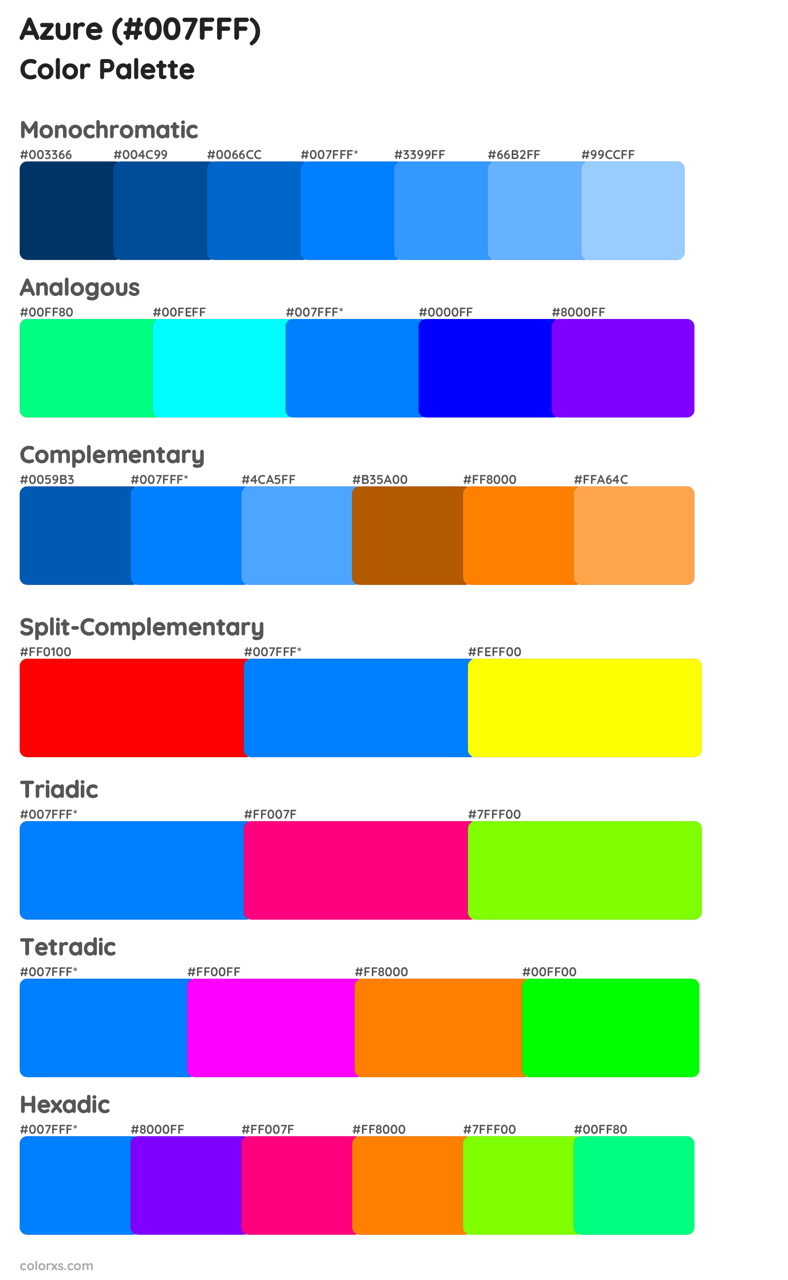 Azure Color Scheme Palettes