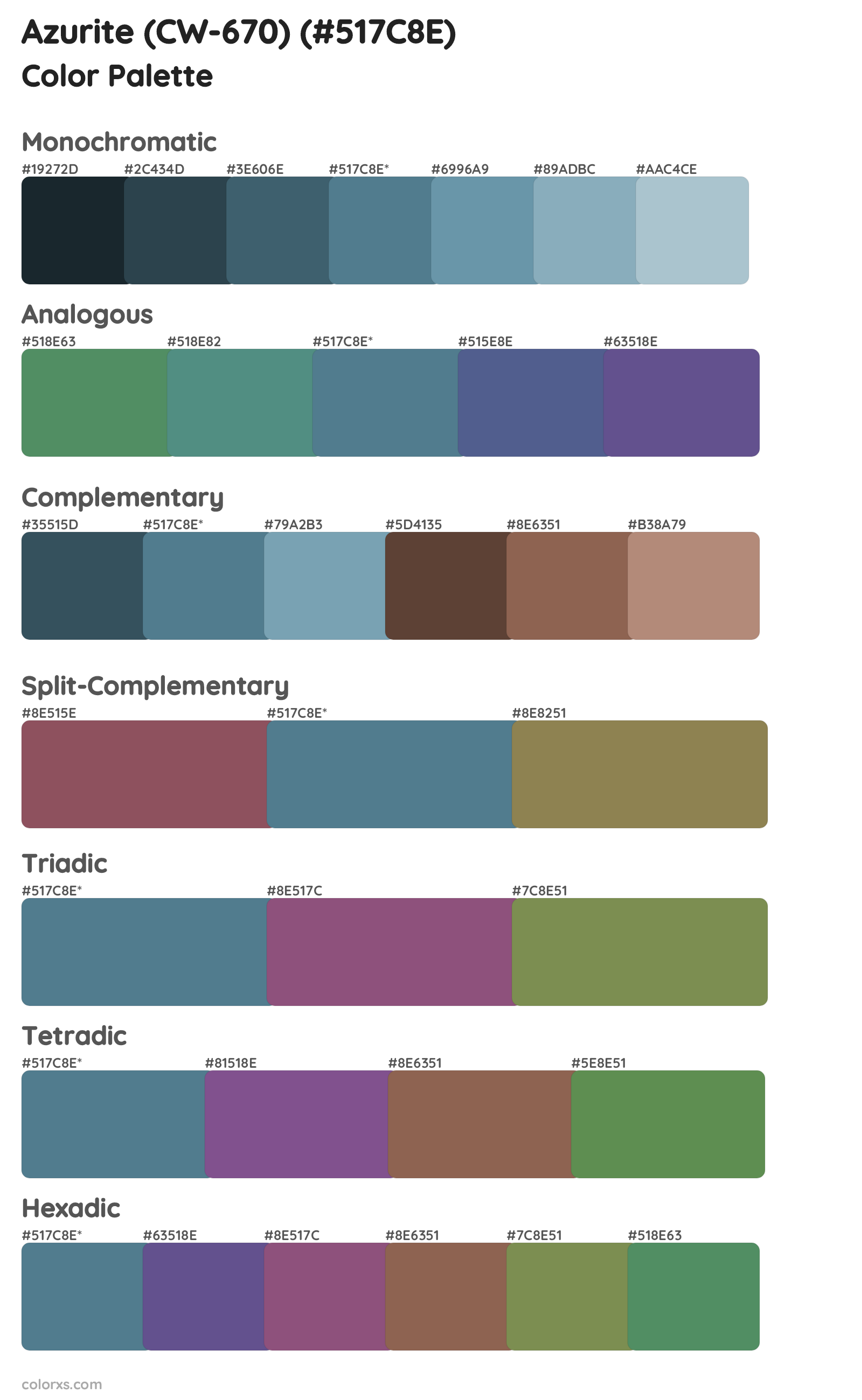 Azurite (CW-670) Color Scheme Palettes
