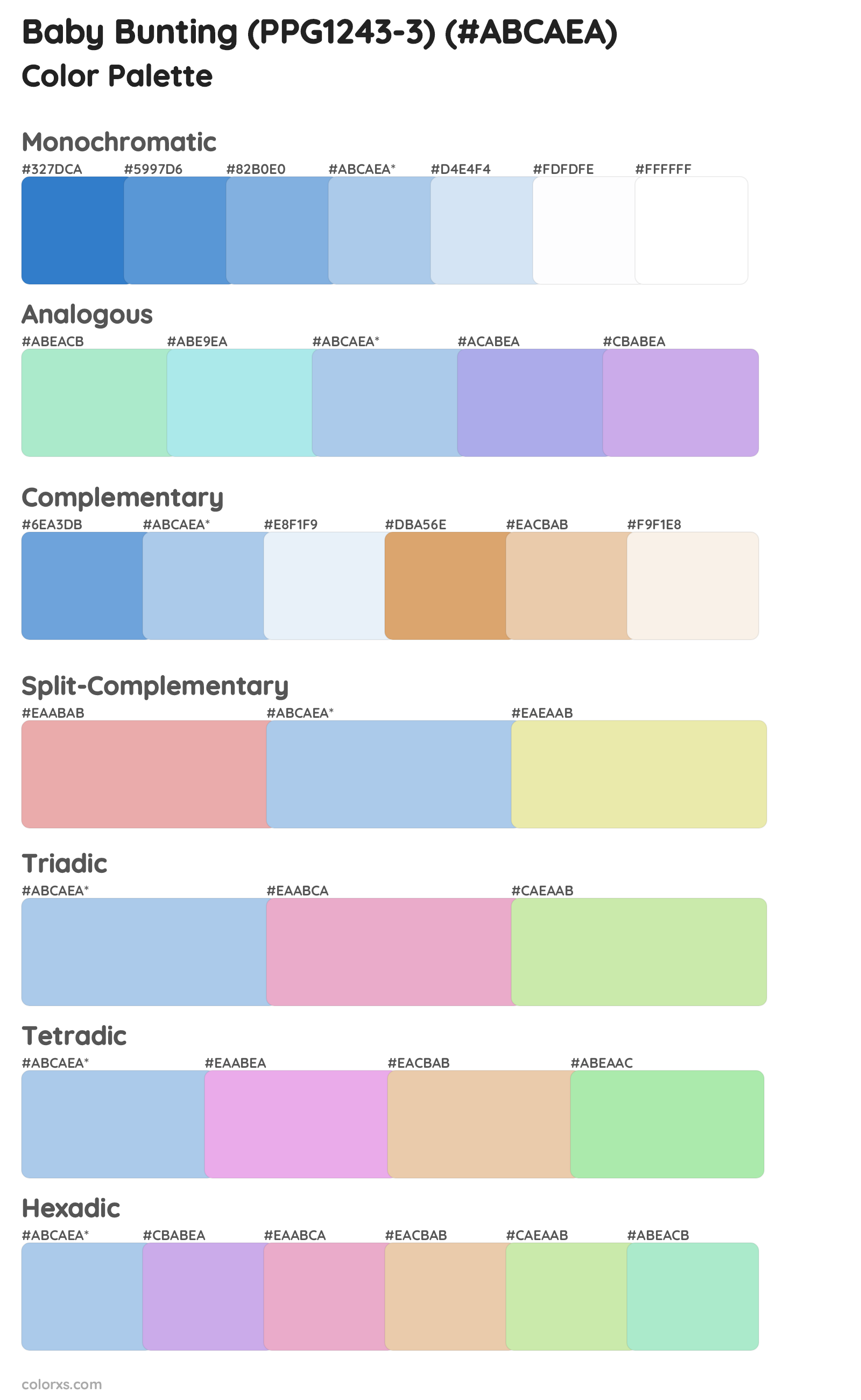 Baby Bunting (PPG1243-3) Color Scheme Palettes