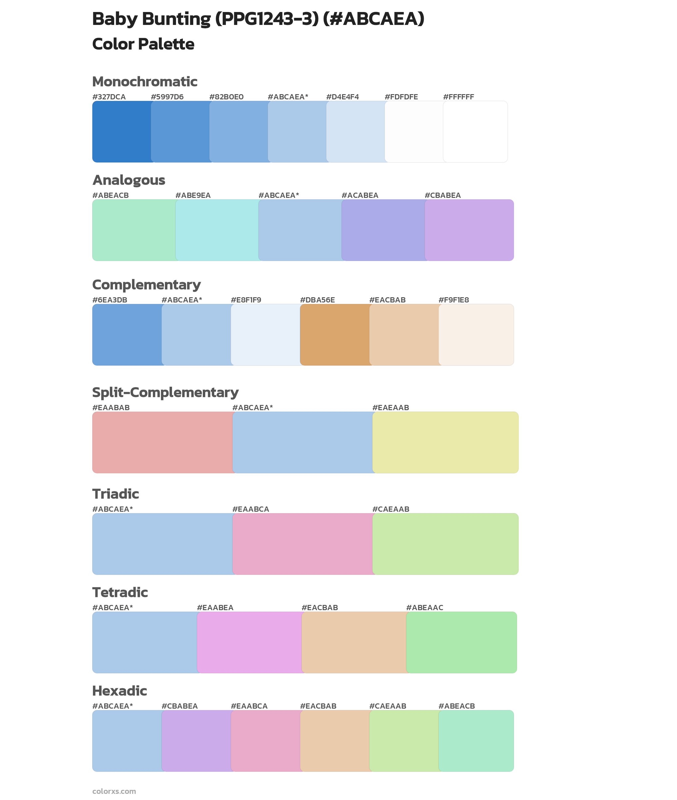 Baby Bunting (PPG1243-3) Color Scheme Palettes