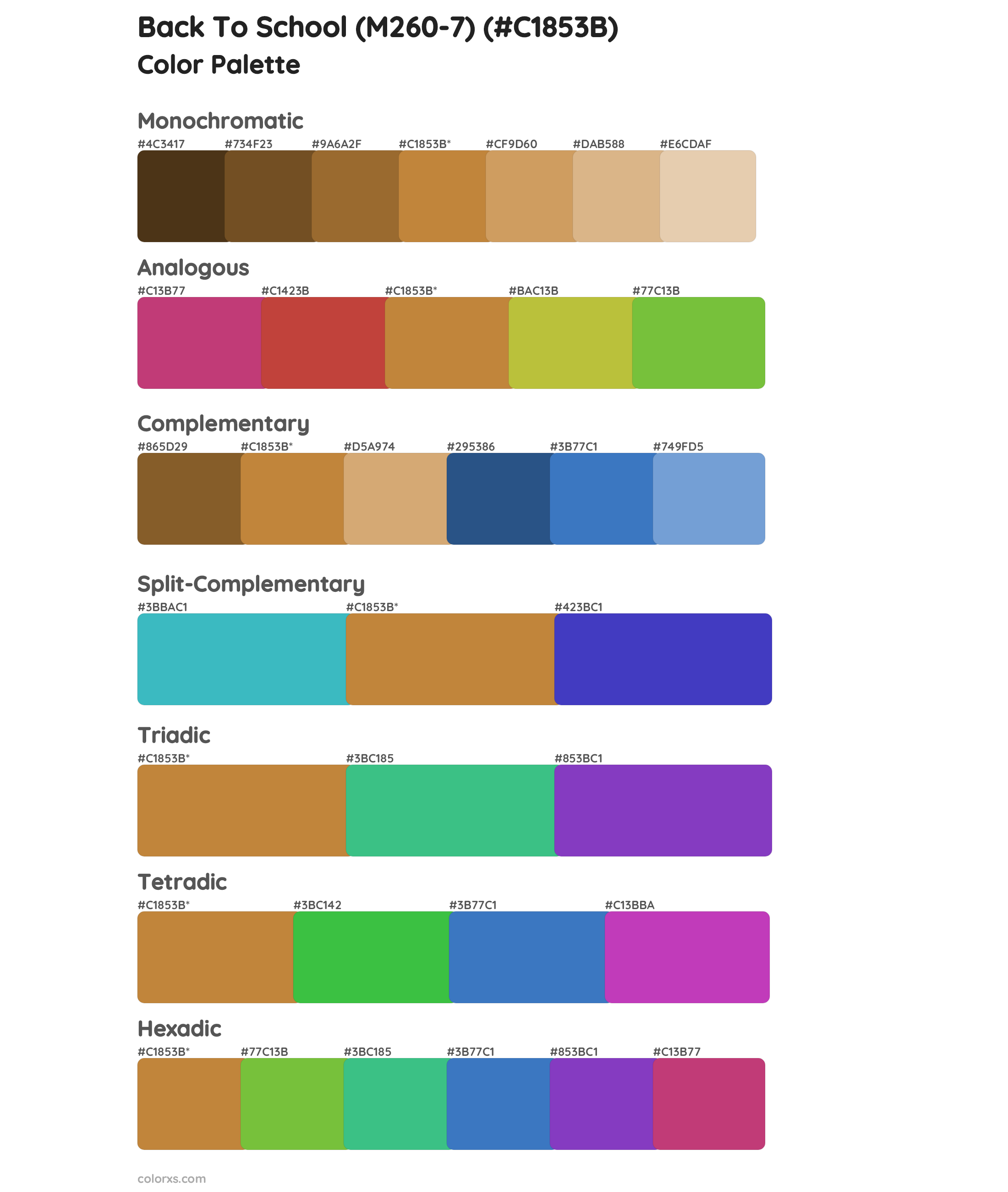 Back To School (M260-7) Color Scheme Palettes