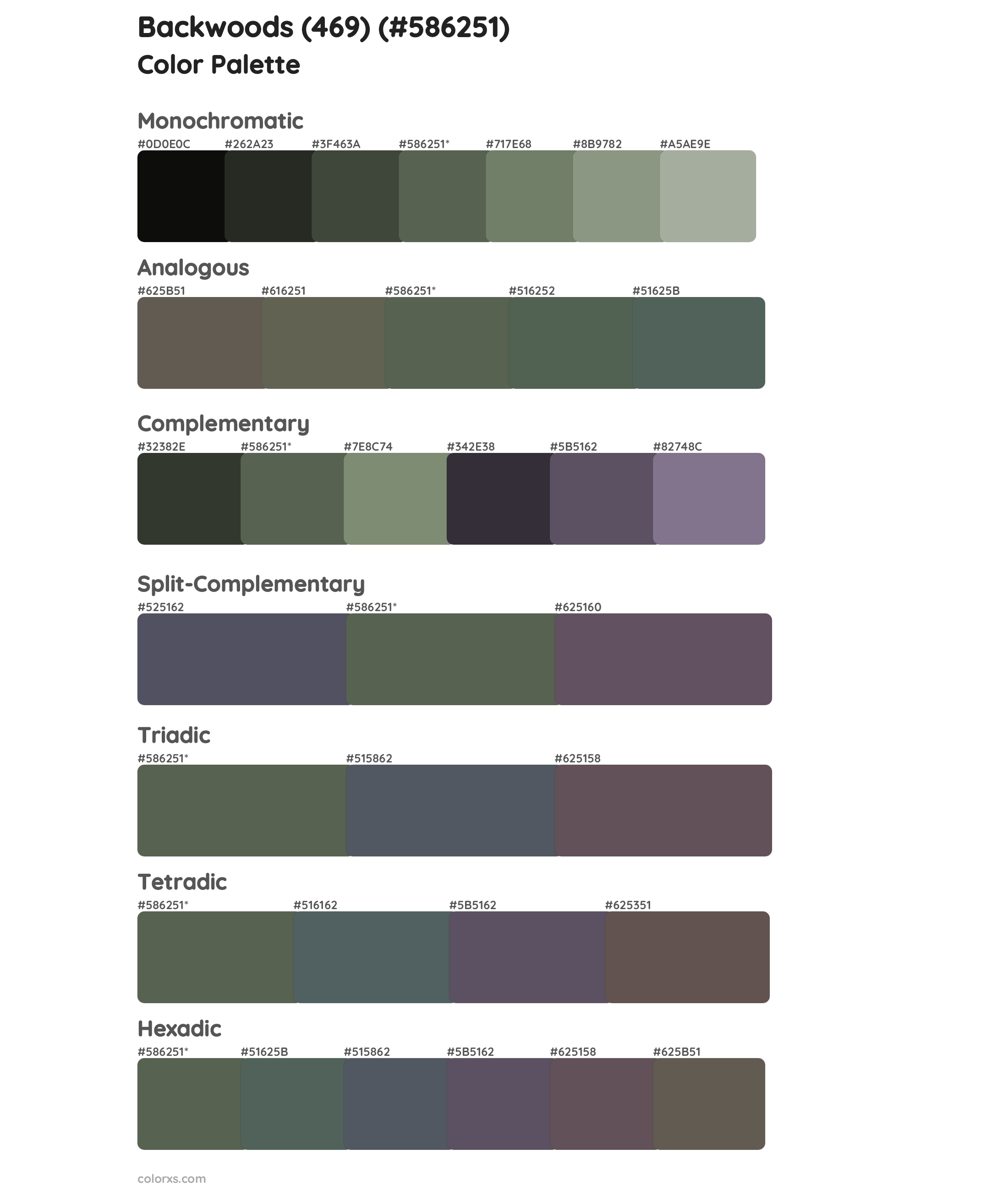 Backwoods (469) Color Scheme Palettes