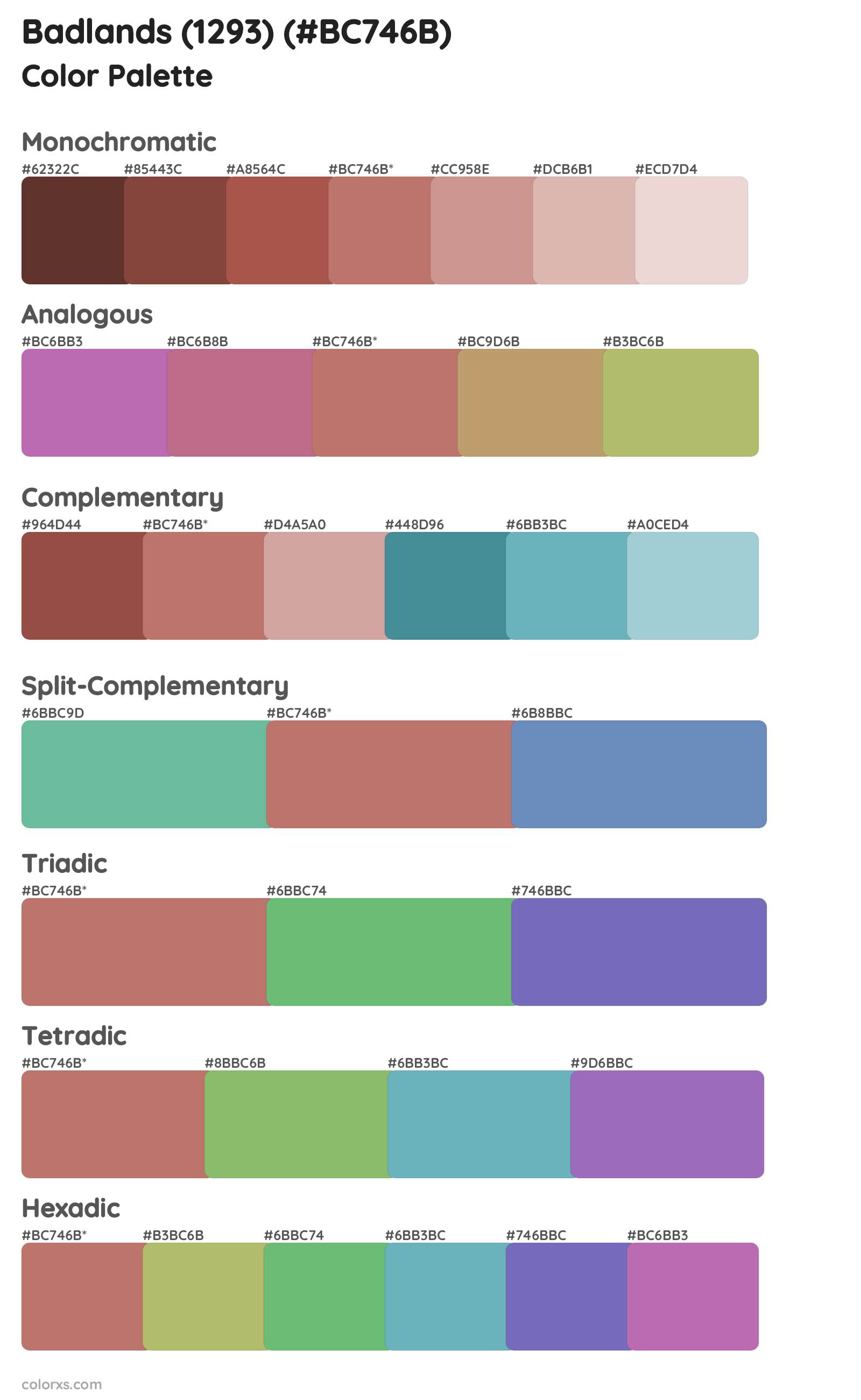 Badlands (1293) Color Scheme Palettes