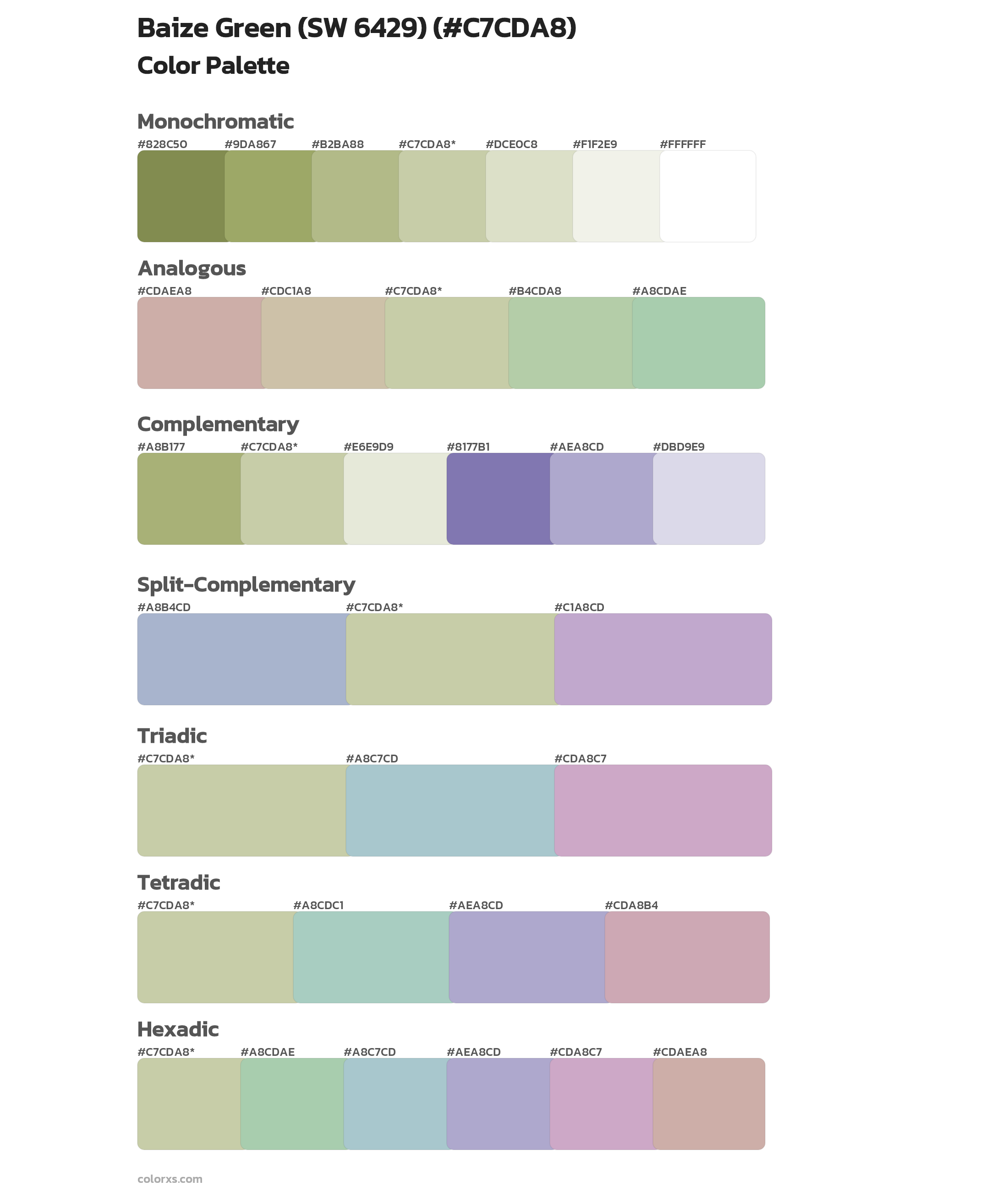 Baize Green (SW 6429) Color Scheme Palettes