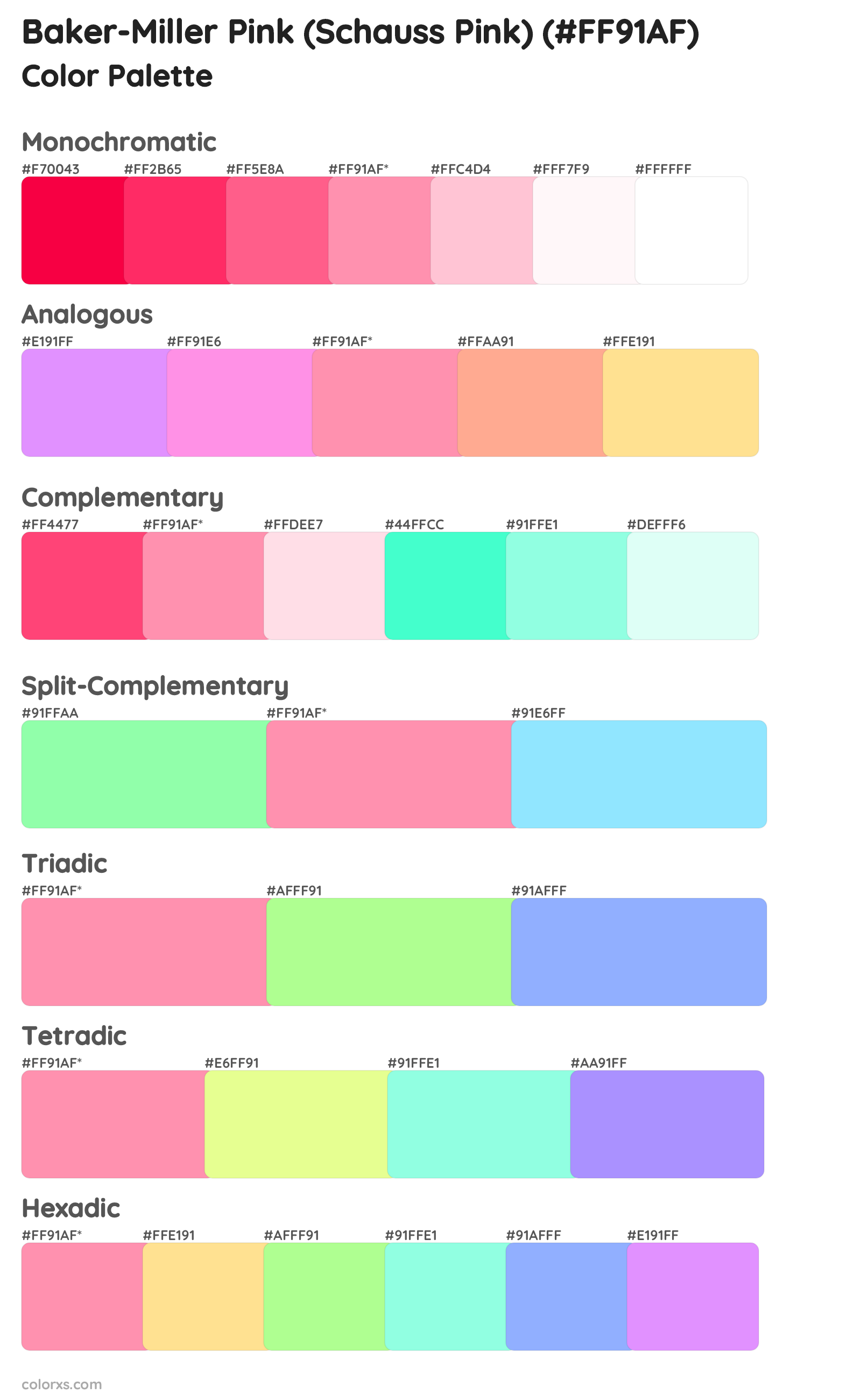 Baker-Miller Pink (Schauss Pink) Color Scheme Palettes