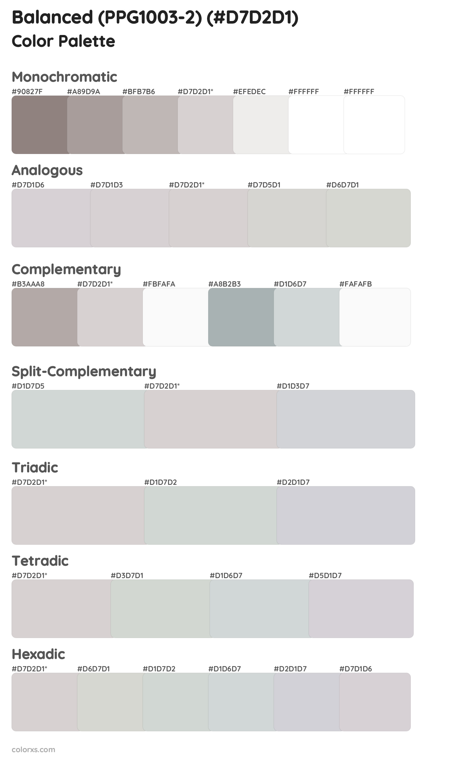Balanced (PPG1003-2) Color Scheme Palettes