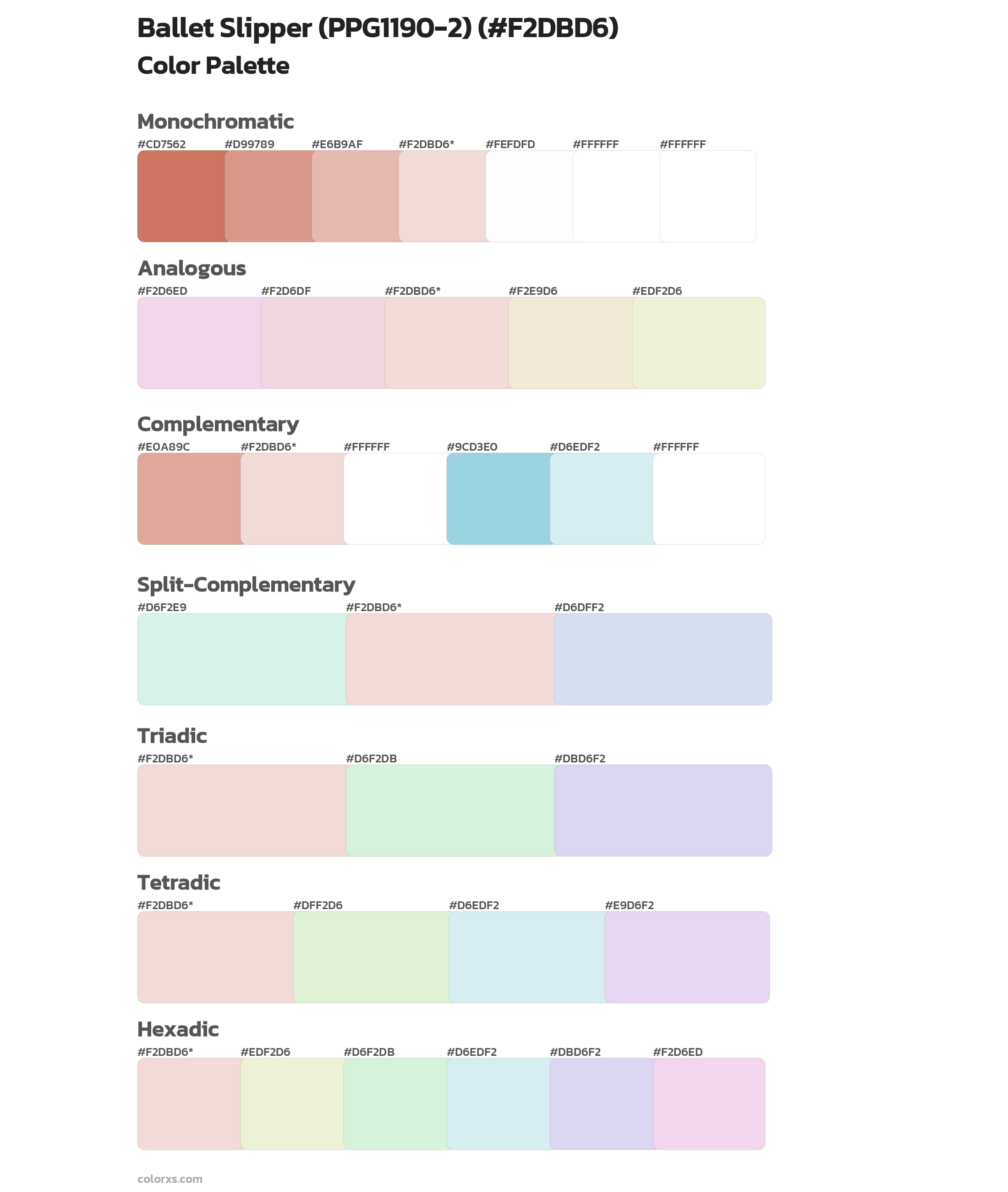 Ballet Slipper (PPG1190-2) Color Scheme Palettes