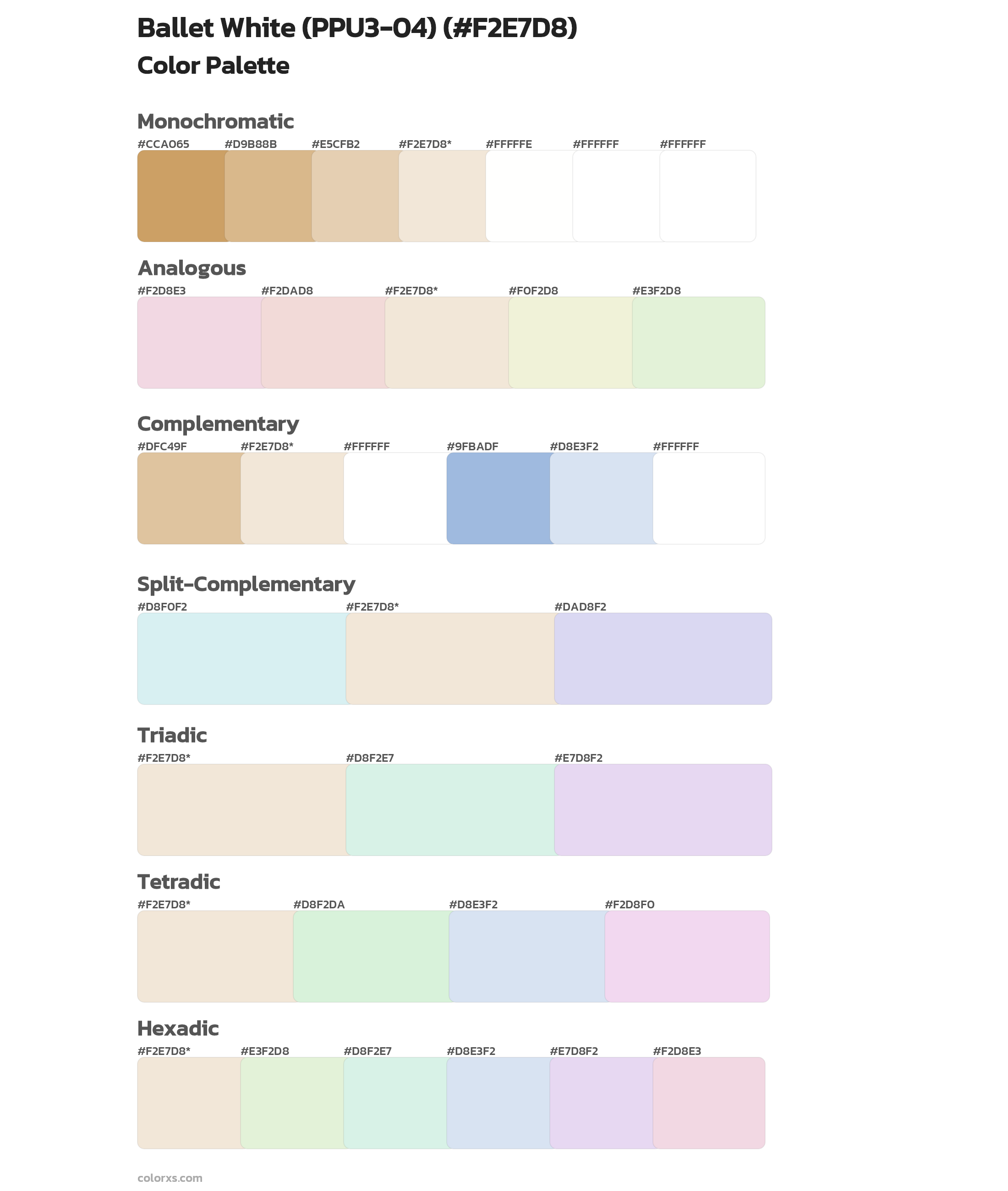 Ballet White (PPU3-04) Color Scheme Palettes